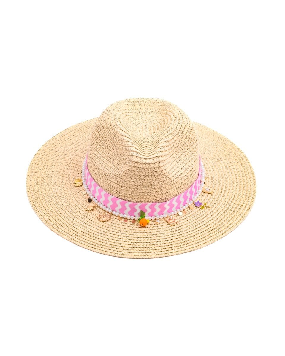 Straw Sun Hat with Charms