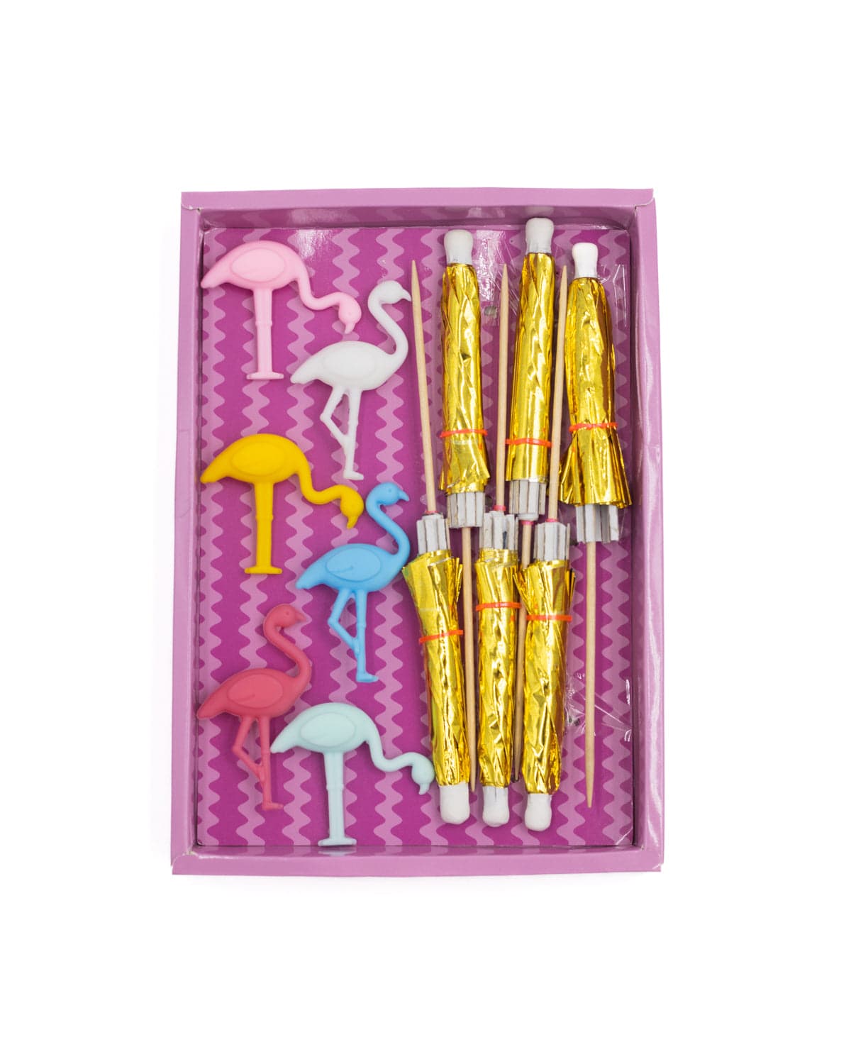 Flamingo Drink Charm & Umbrella Stirrers Set