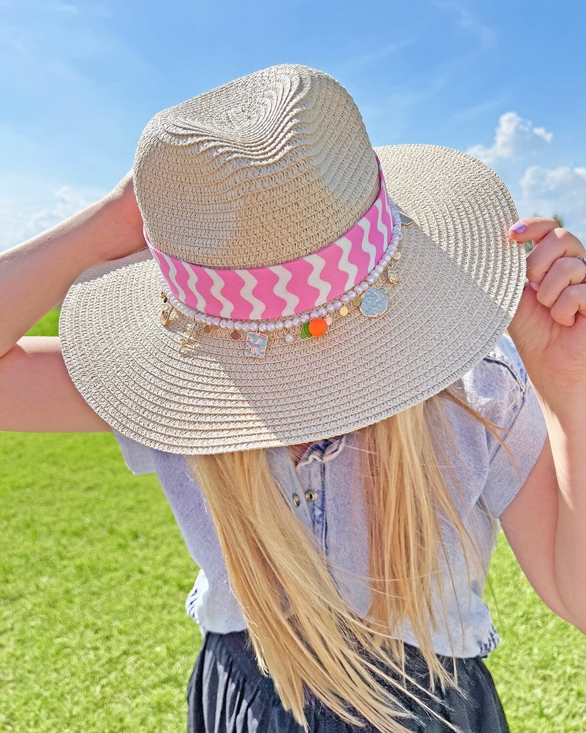 Straw Sun Hat with Charms