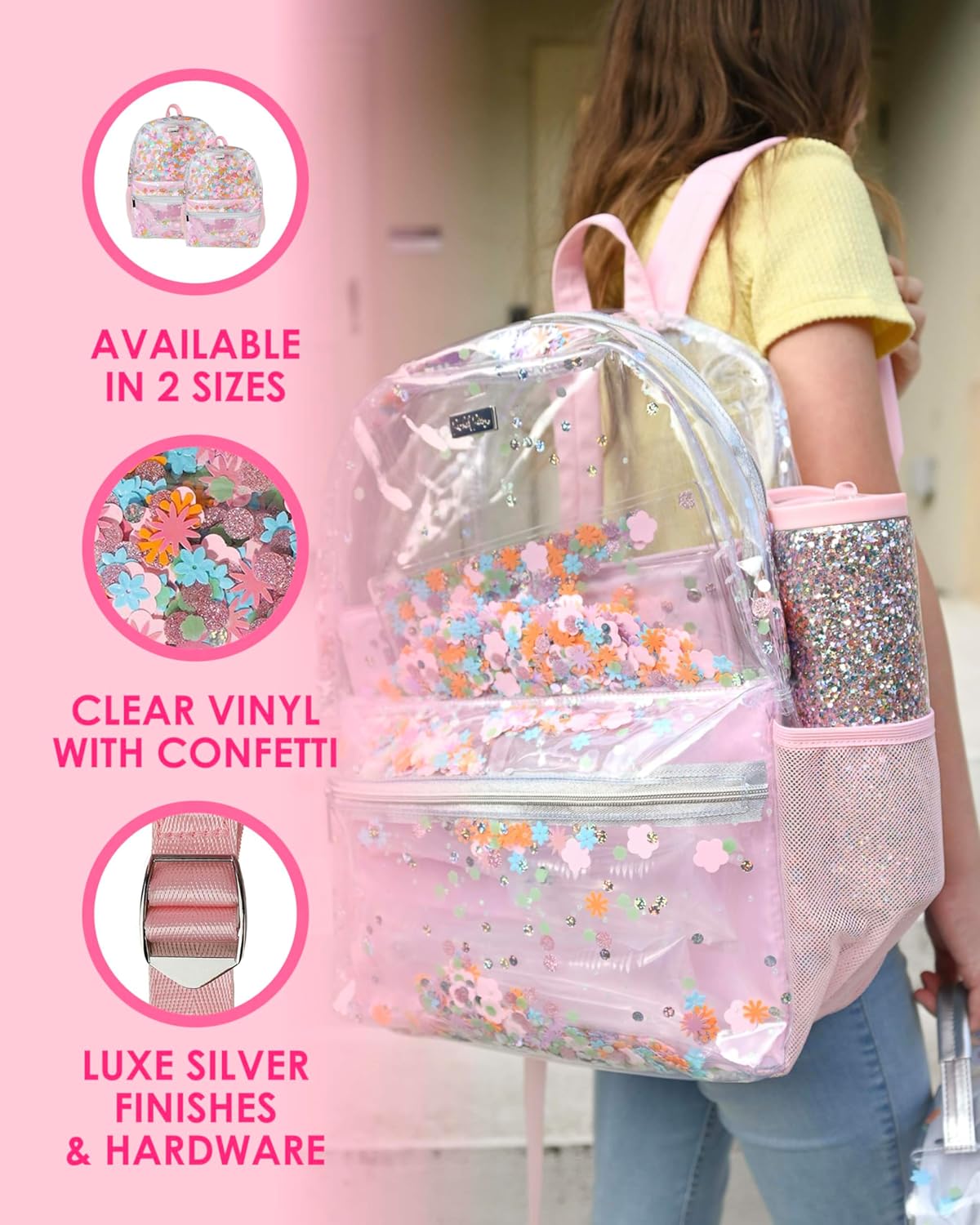 hautelook clear floral mini backpack Flower Shop Confetti Clear Backpack – Packed Party