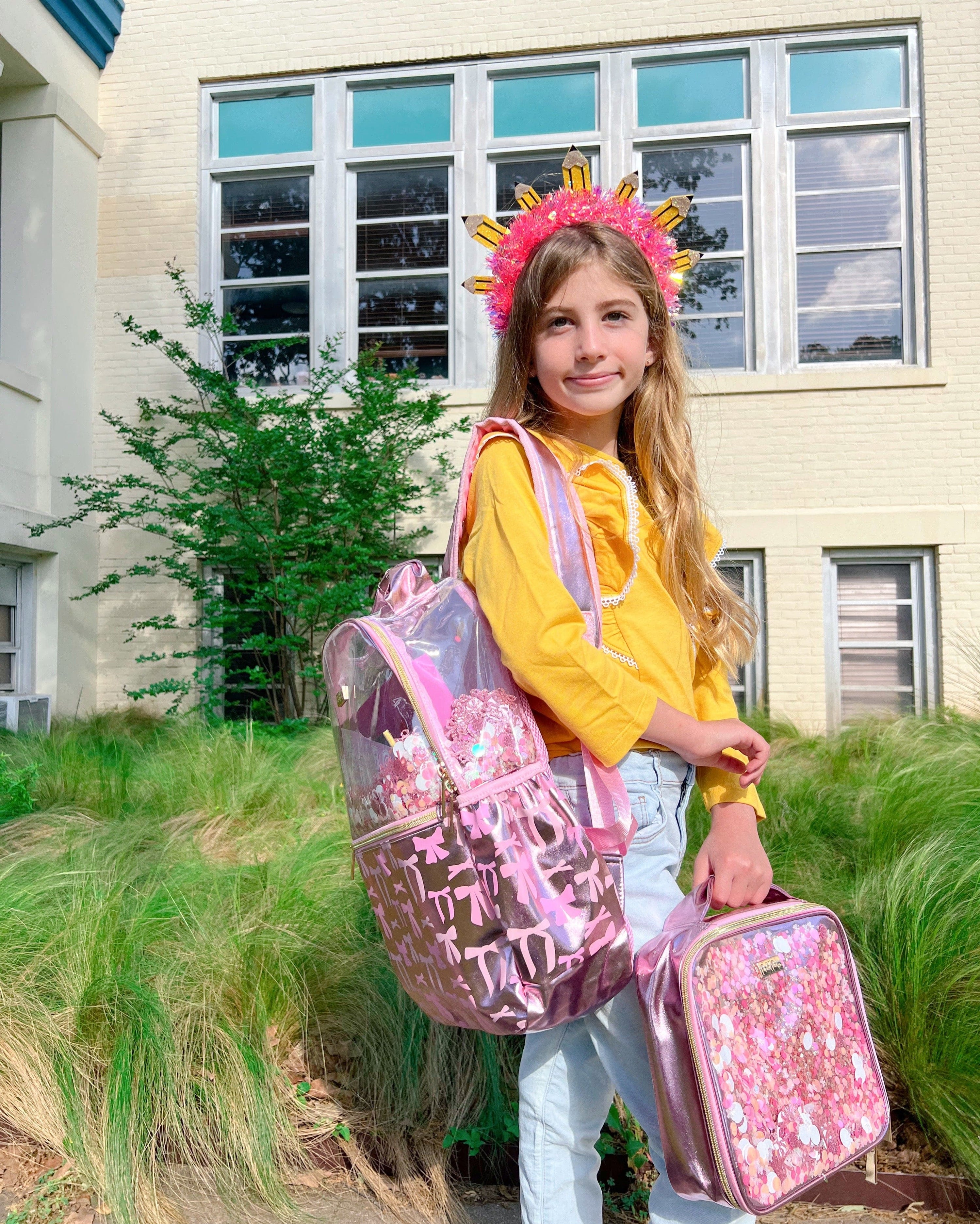 Pink Bow Confetti Backpack