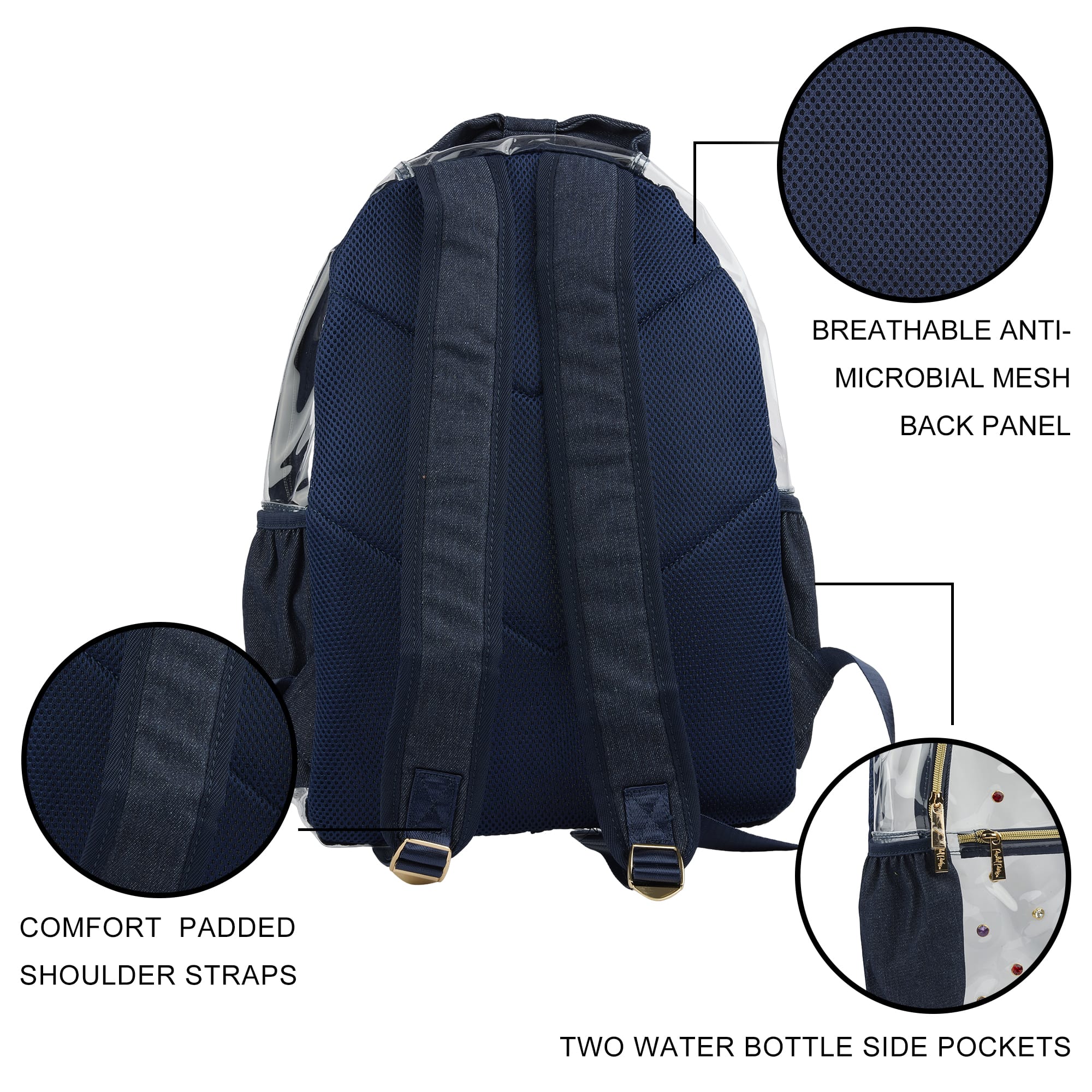 Clear Denim and Gems Backpack by Packed Party