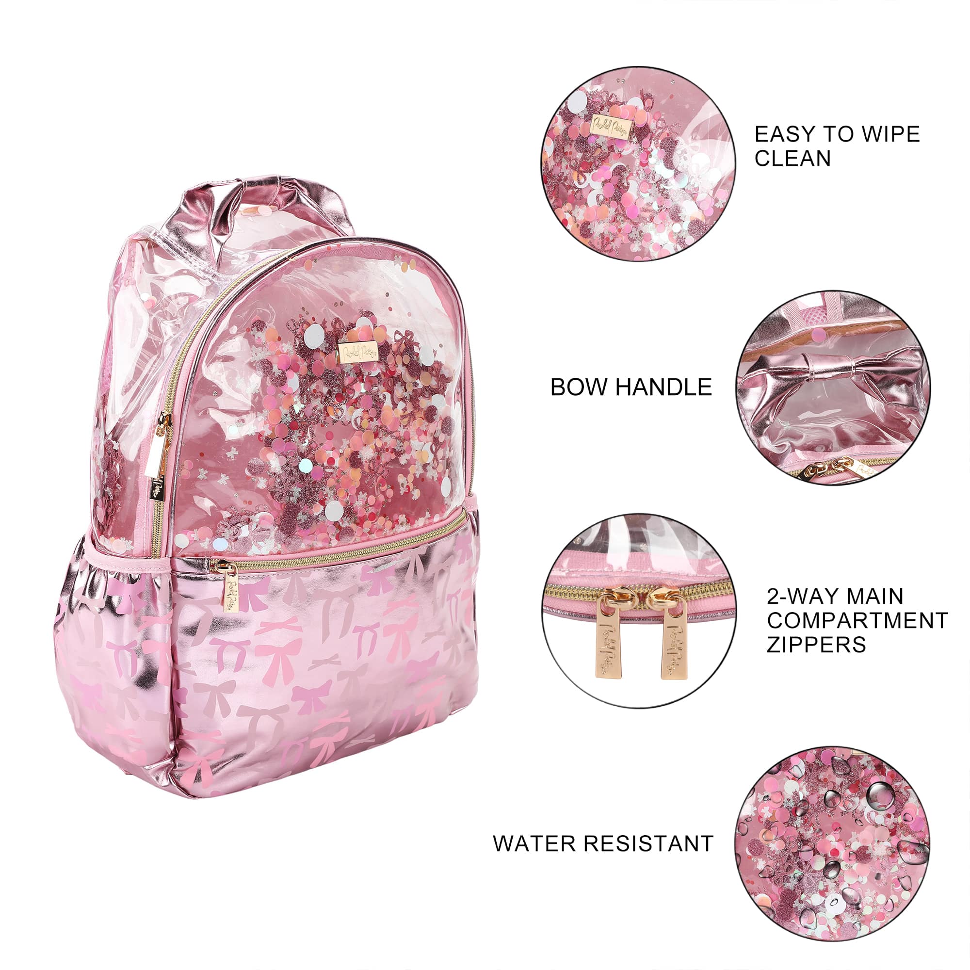 Pink Bow Confetti Backpack