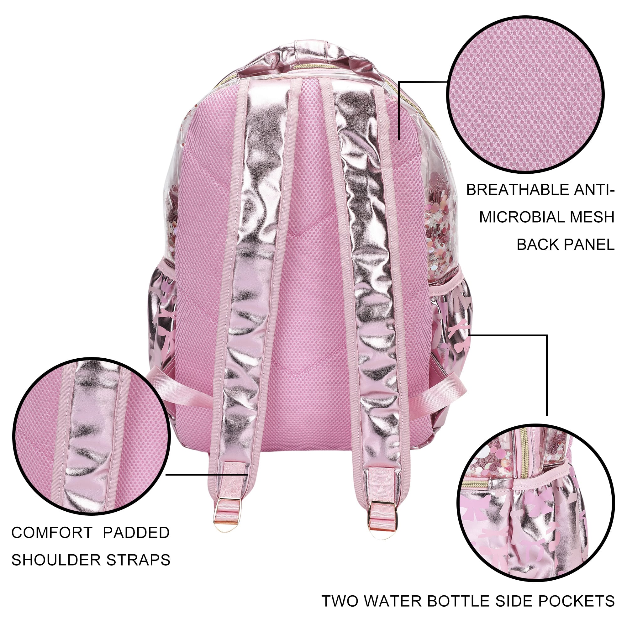 Pink Bow Confetti Backpack