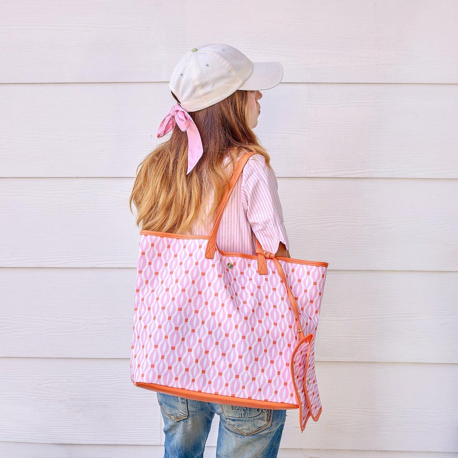 Geo Chic Oversized Tote with Wallet