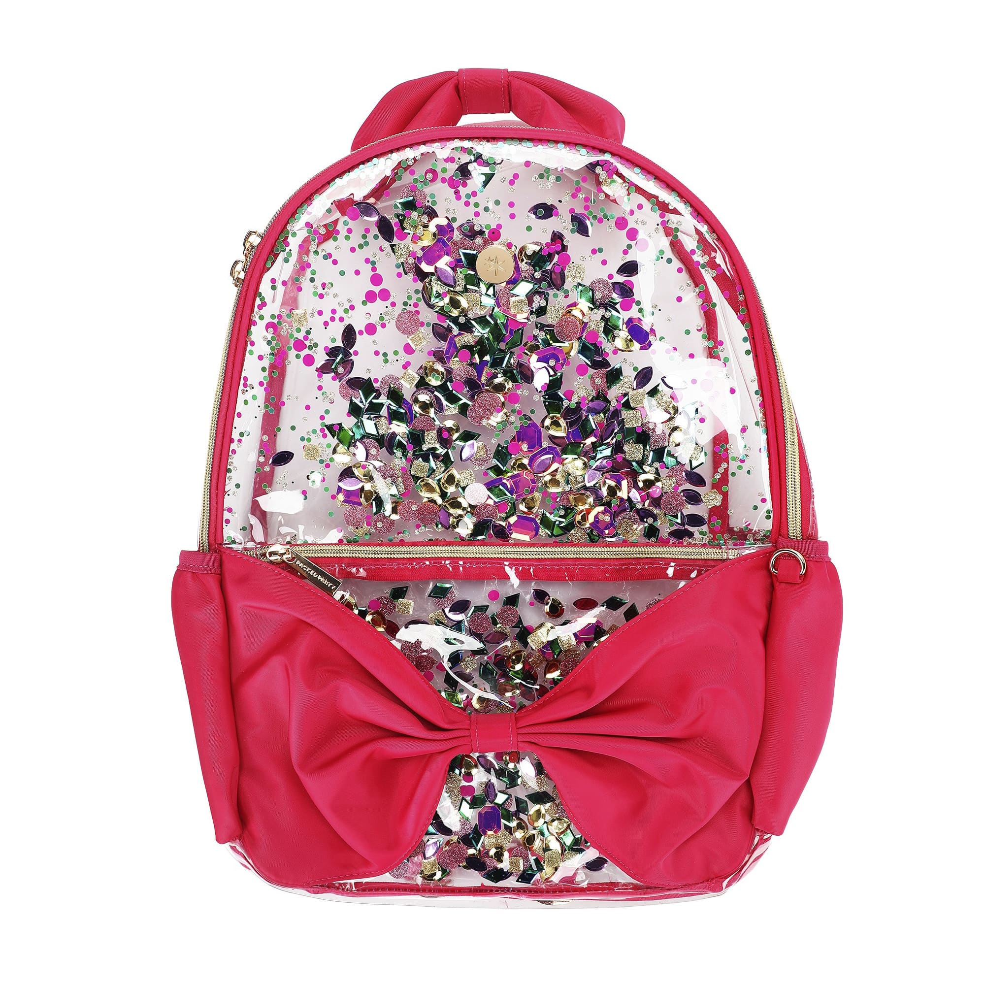 Bow & Jewel Confetti Clear Backpack Bundle (Backpack, Lunchbox, Pouch, Bag Charm & Notes)