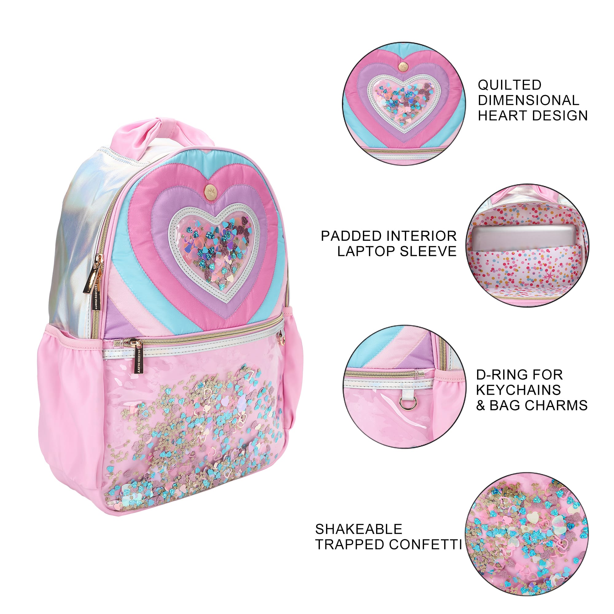 Quilted Confetti Heart Backpack