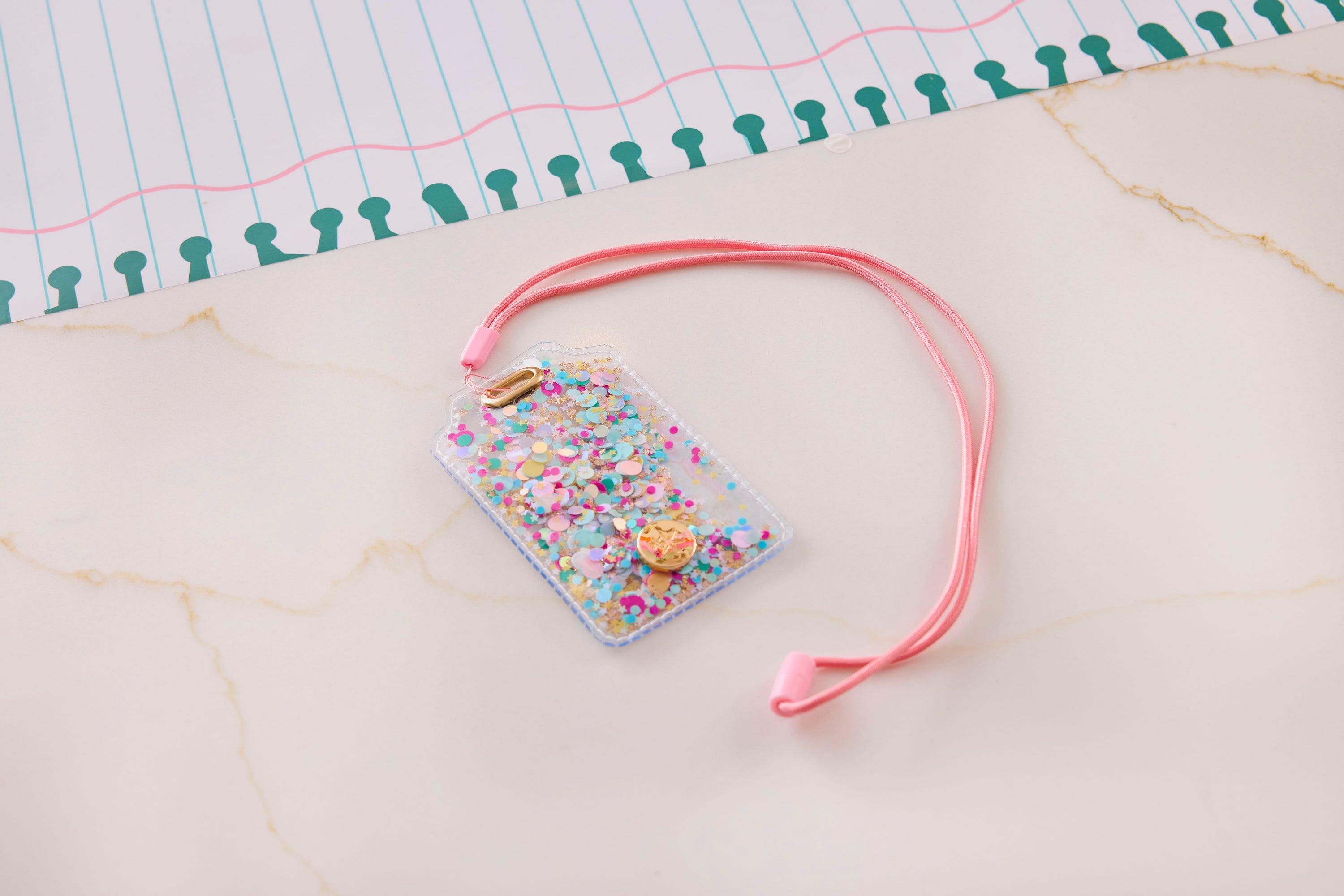 Confetti Filled Lanyard & Luggage Tag