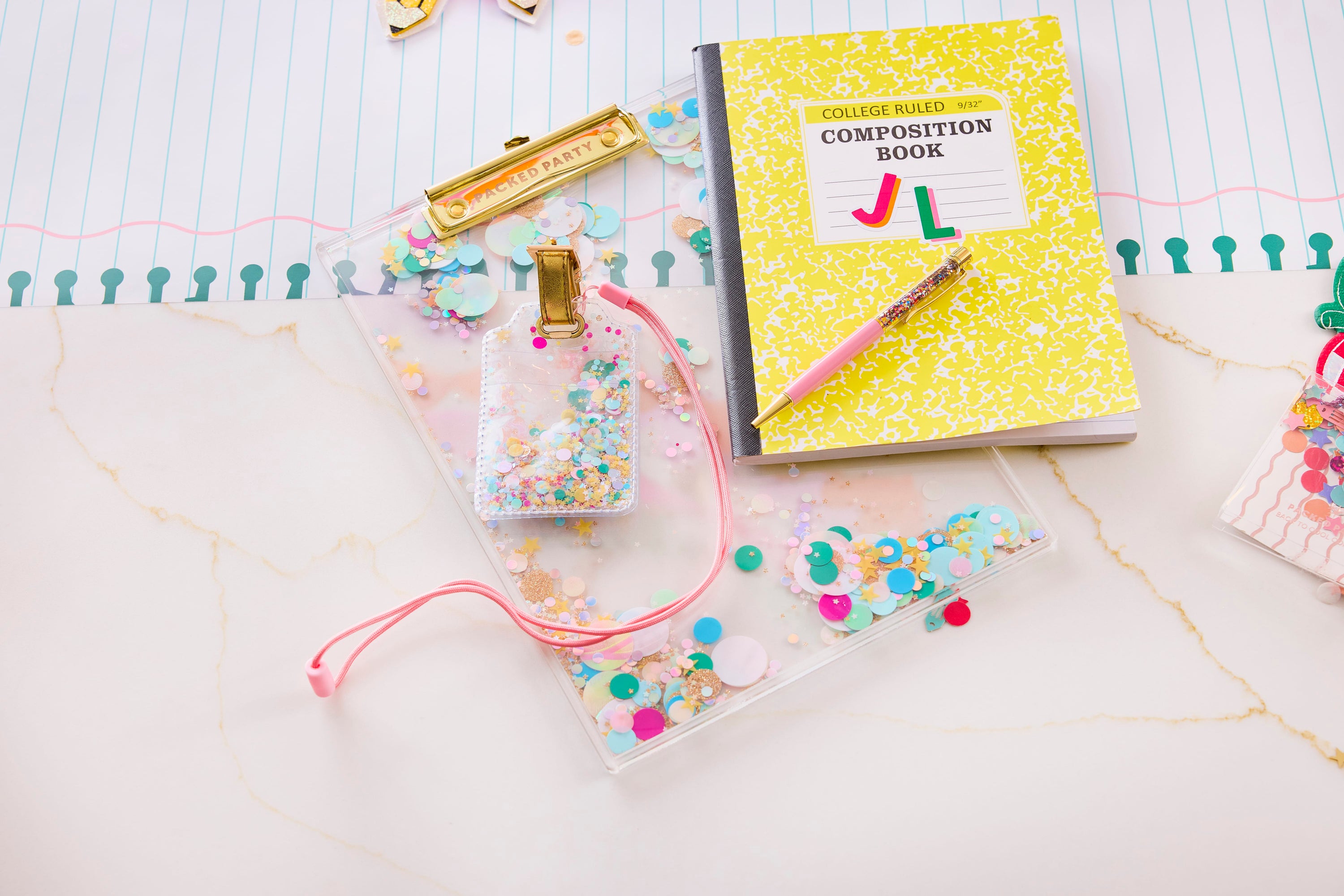 Confetti Filled Lanyard & Luggage Tag