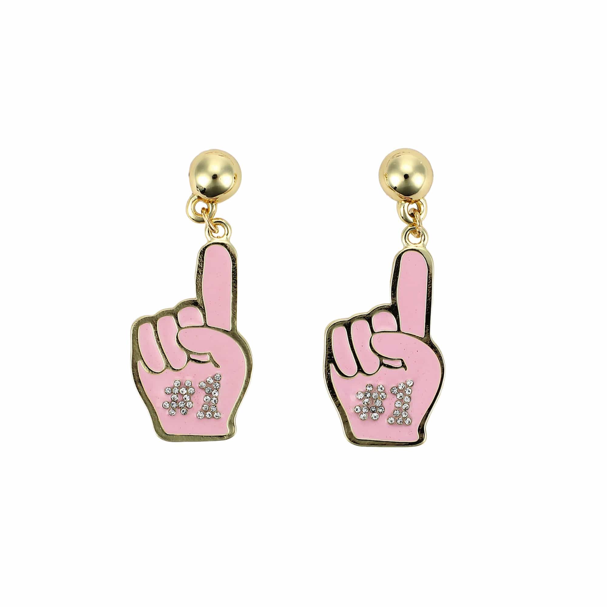 Pink Foam Finger Dangle Earrings