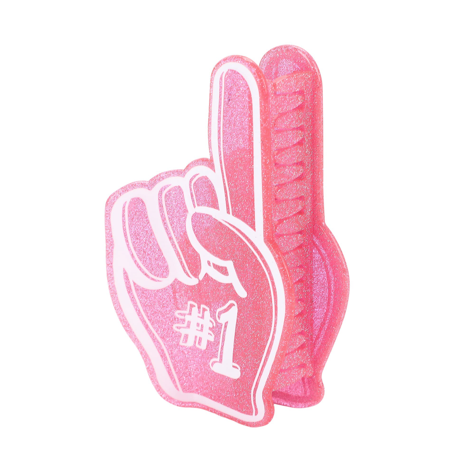 Pink Foam Finger Glitter Hair Claw Clip