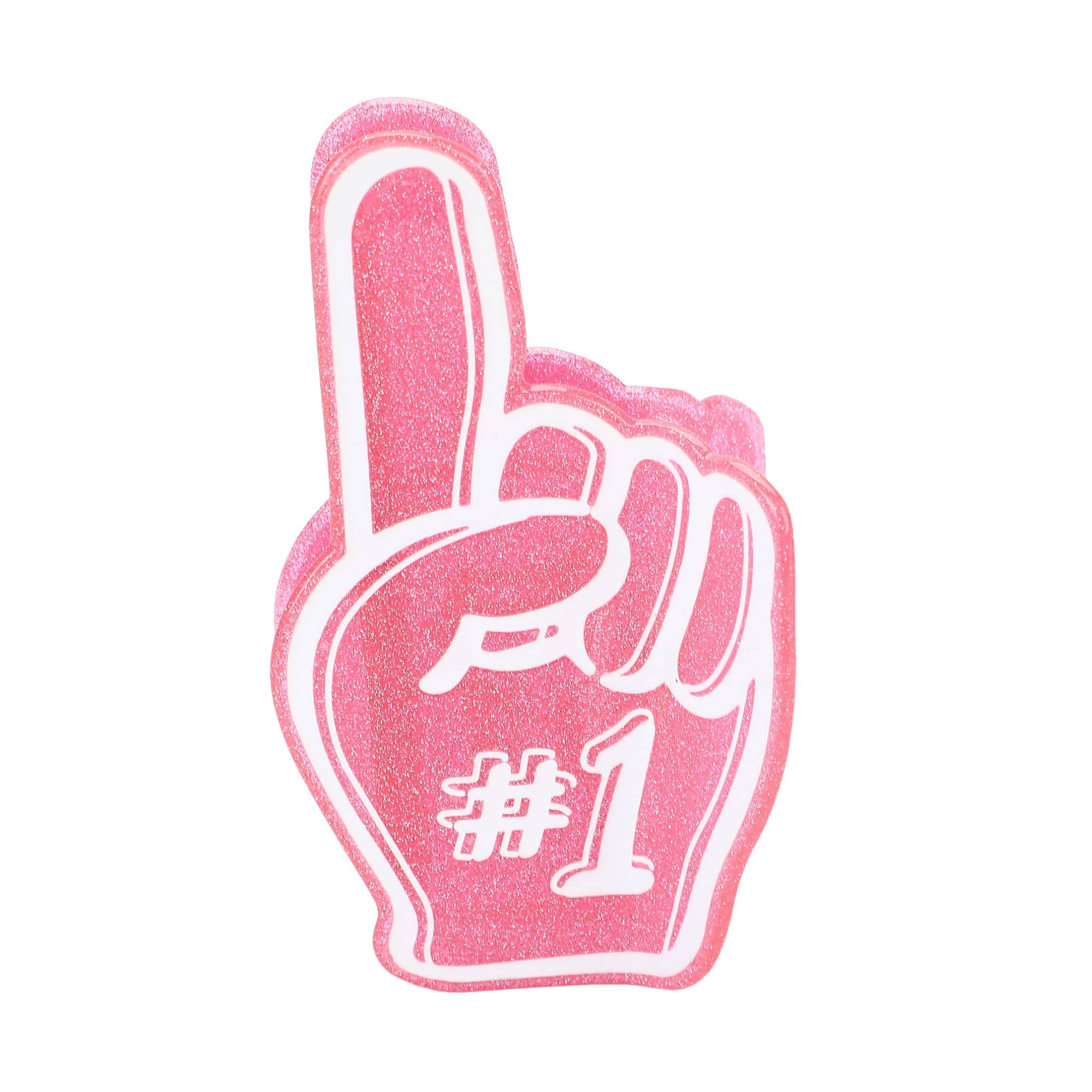 Pink Foam Finger Glitter Hair Claw Clip