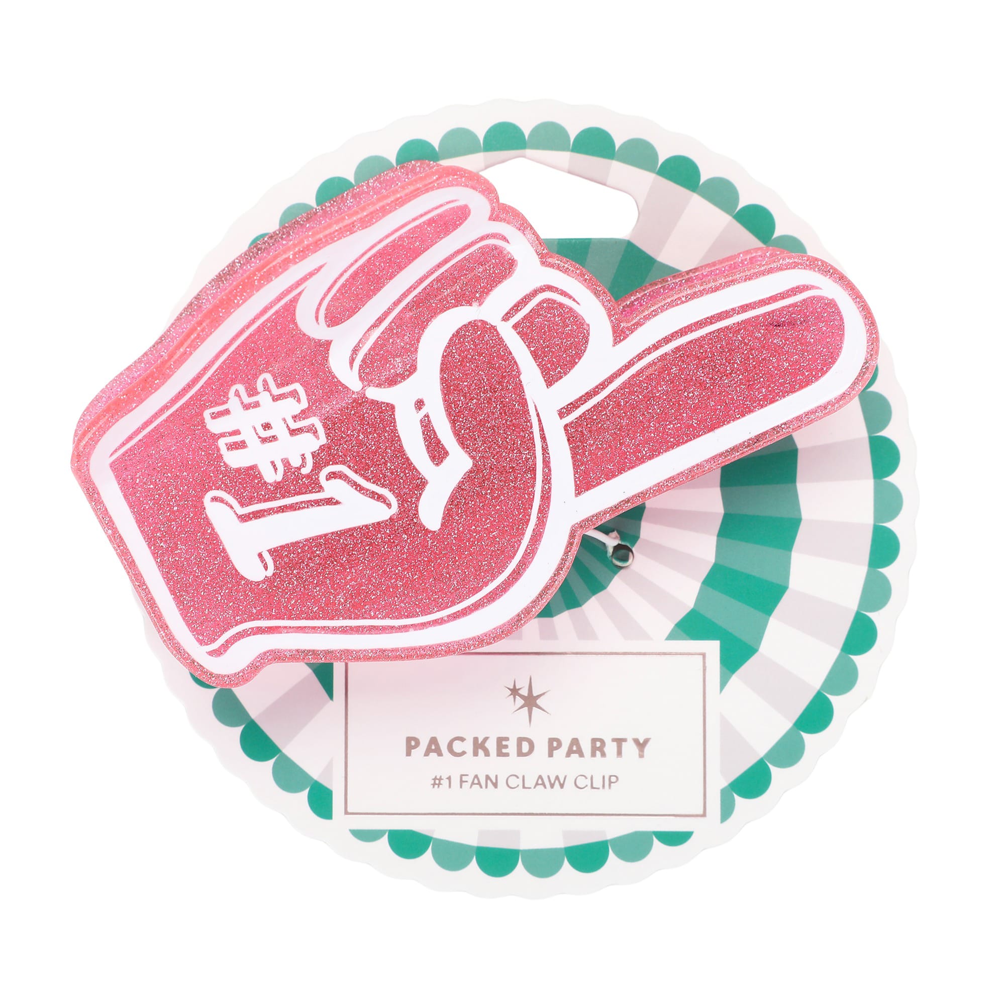 Pink Foam Finger Glitter Hair Claw Clip
