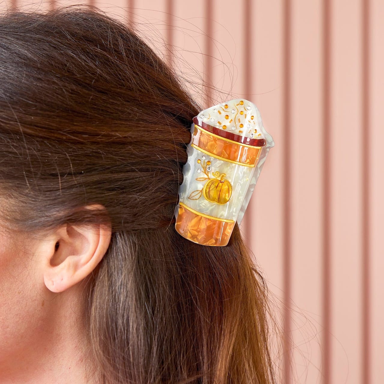 Pumpkin Spice Latte Hair Claw Clip