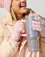 Glitter Party Stainless Steel Insulated Oversized Sipper Tumbler with Straw