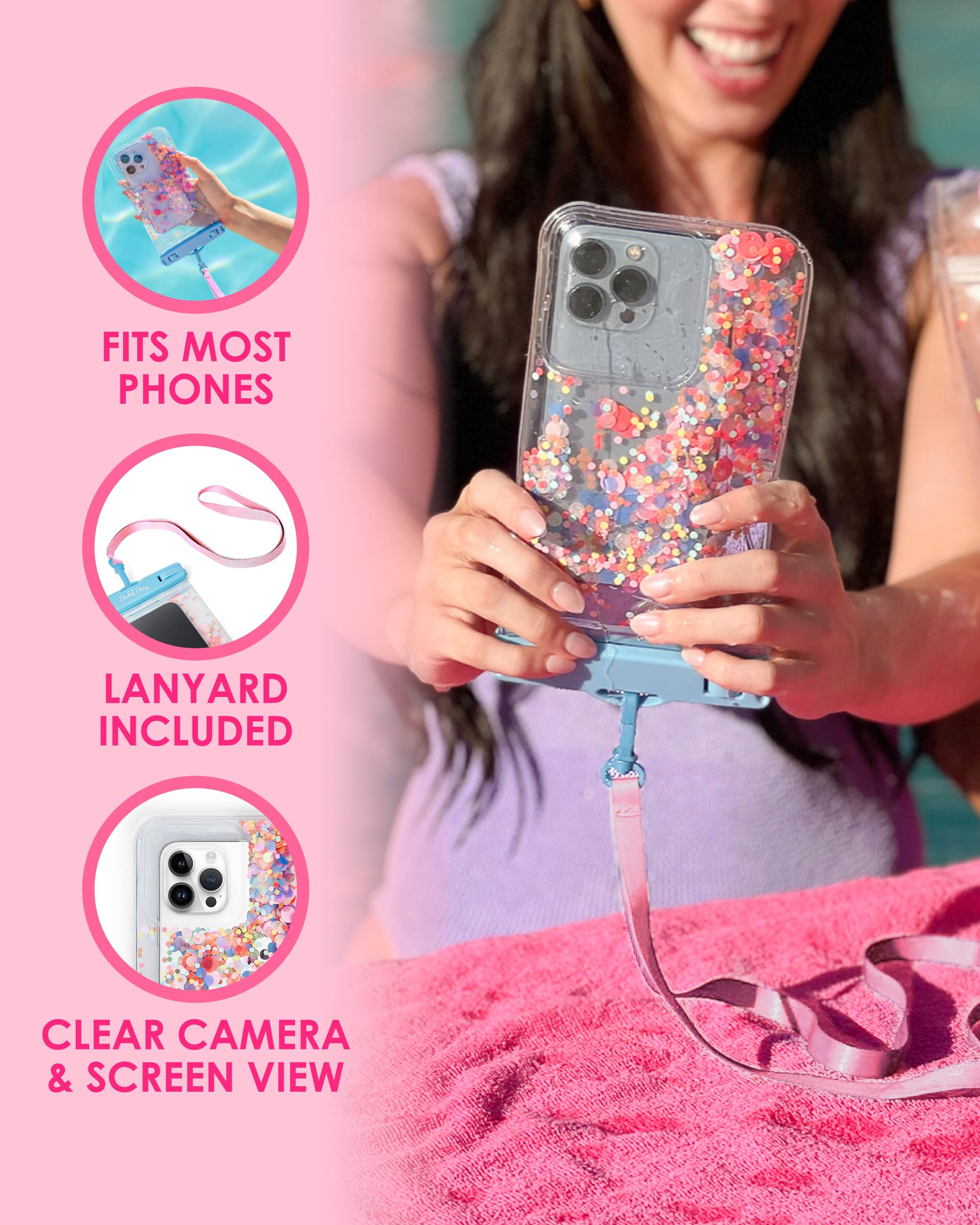Bring On The Fun Confetti Waterproof Protective Phone Holder