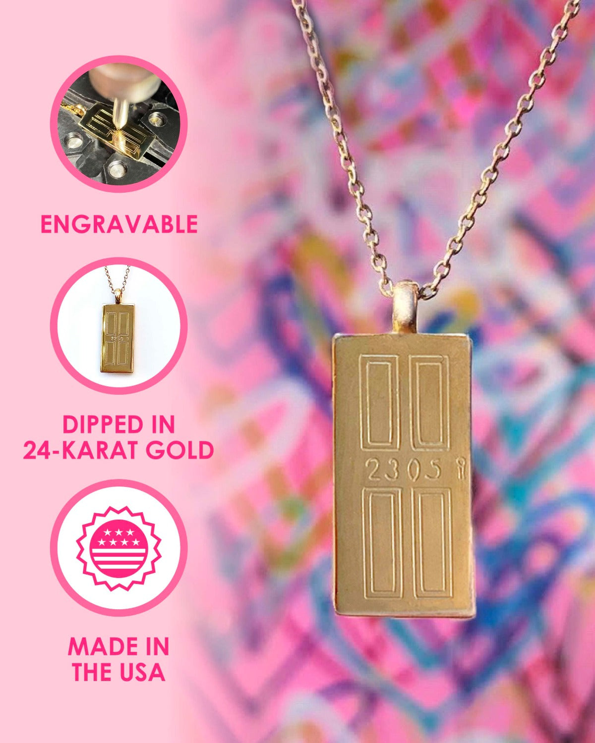 Doorstep Pendant Necklace (Engravable Custom Necklace)