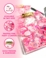 Pink Party Confetti Clear Clipboard