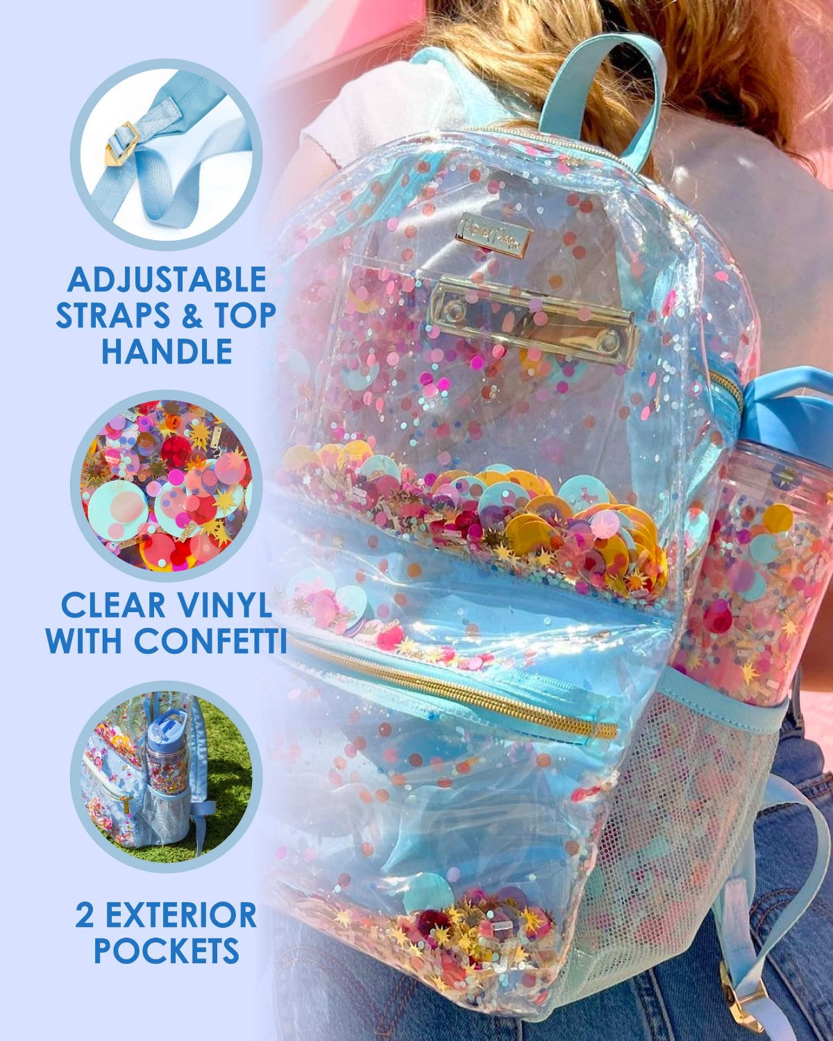 Multicolor Confetti Clear Backpack