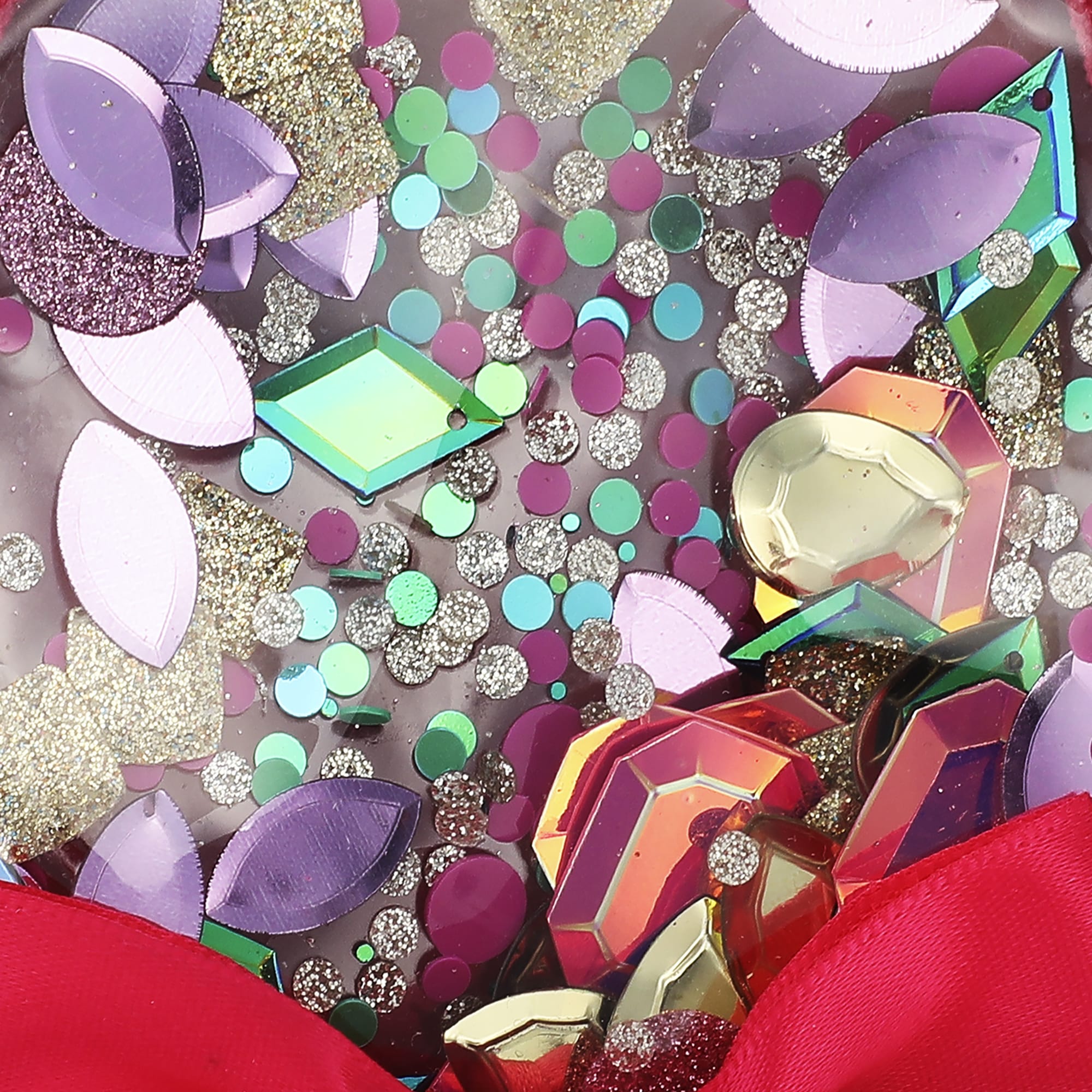 Mini Clear Bow & Jewels Confetti Backpack Bag Charm