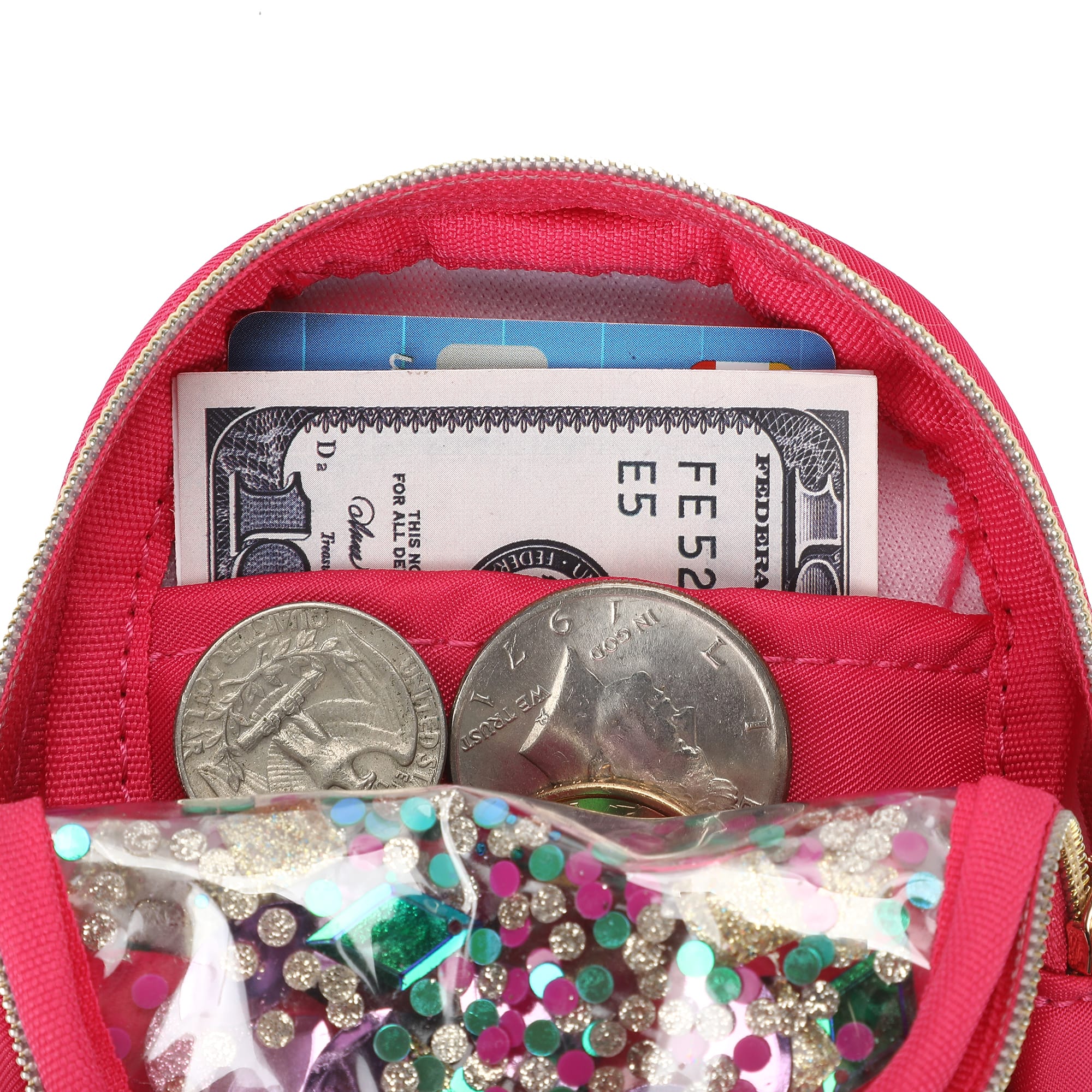 Mini Clear Bow & Jewels Confetti Backpack Bag Charm