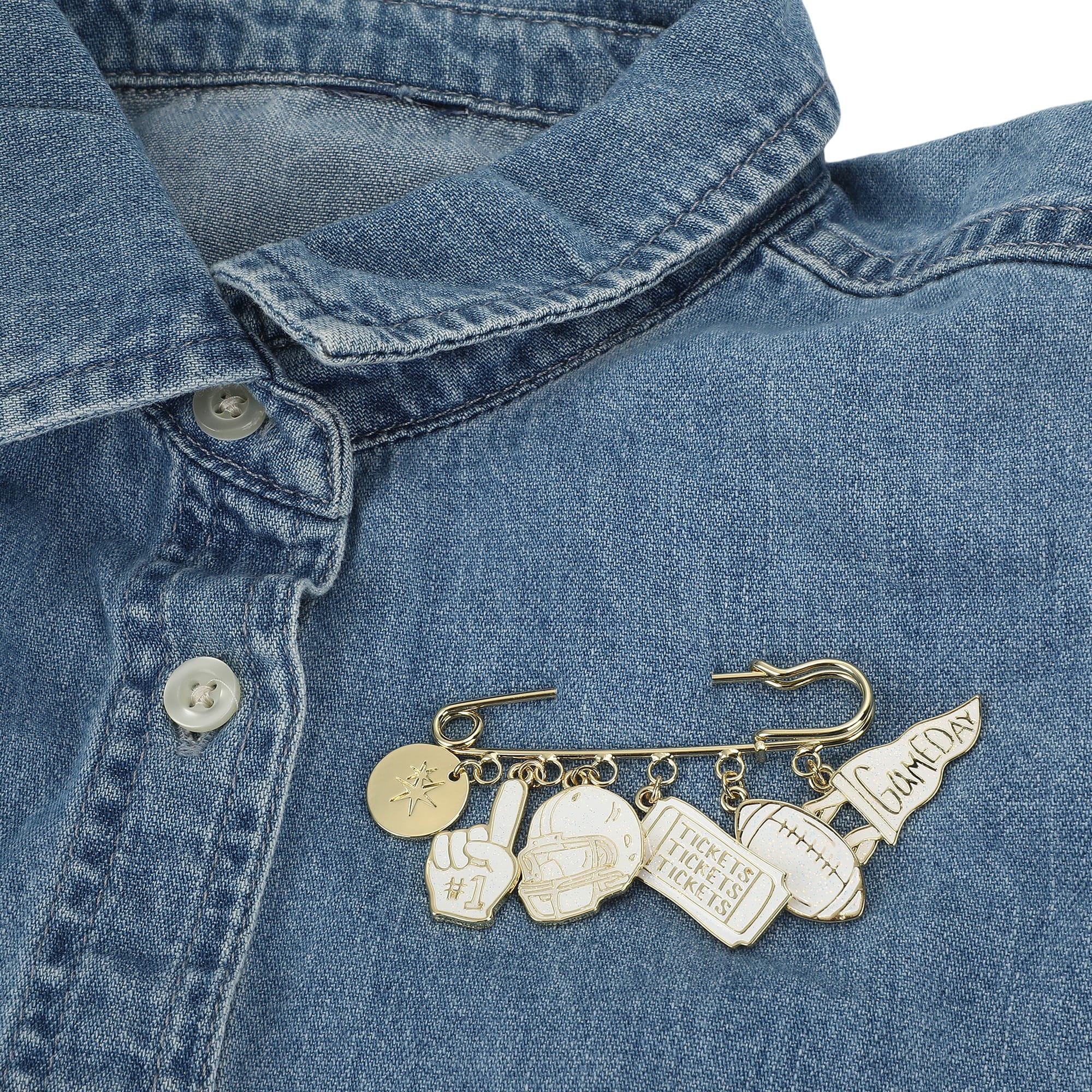 Pin It to Win It Gold Decorative Game Day Pin