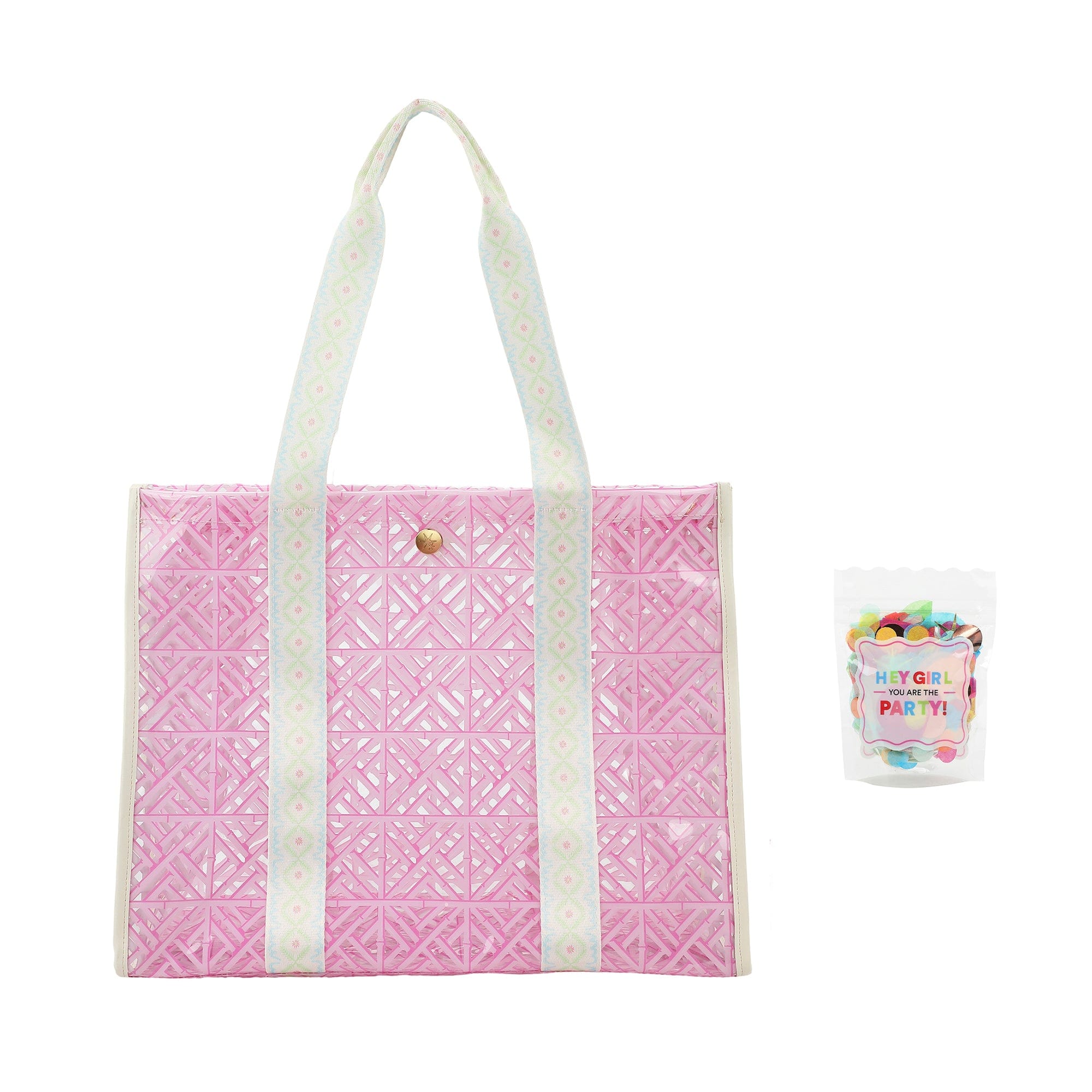 Pink Geo Tile Vinyl Tote