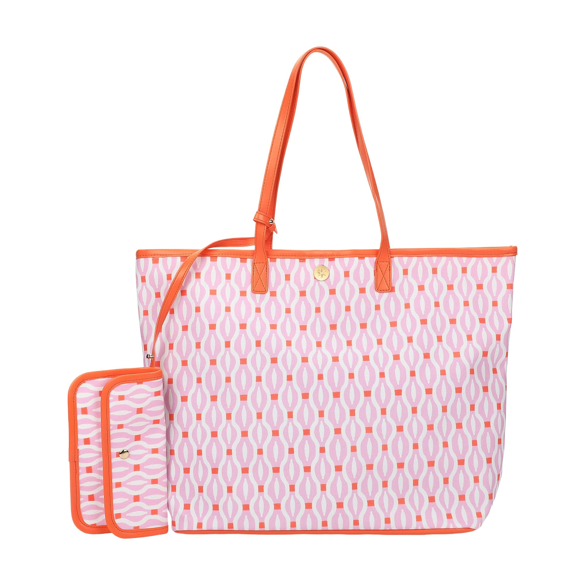 Geo Chic Oversized Tote with Wallet