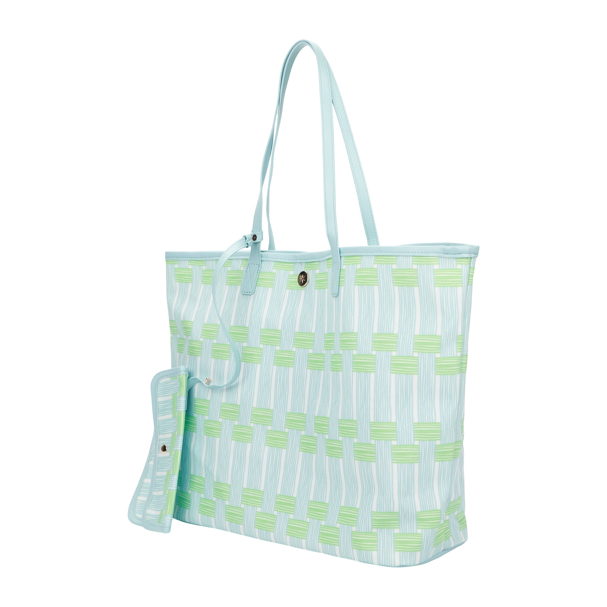 Blue Latice Oversized Tote with Wallet