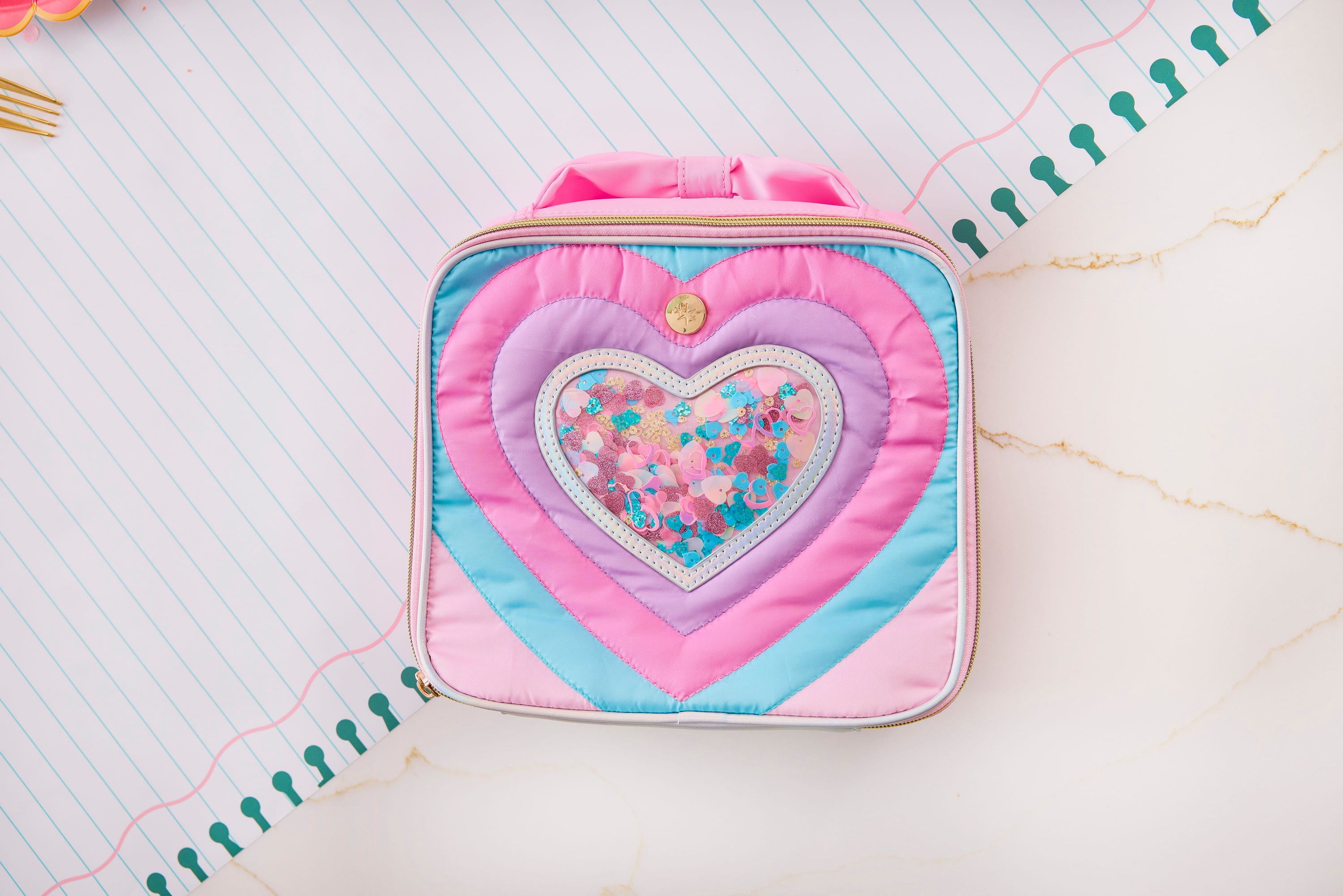 Quilted Confetti Heart Insulated Lunch Box