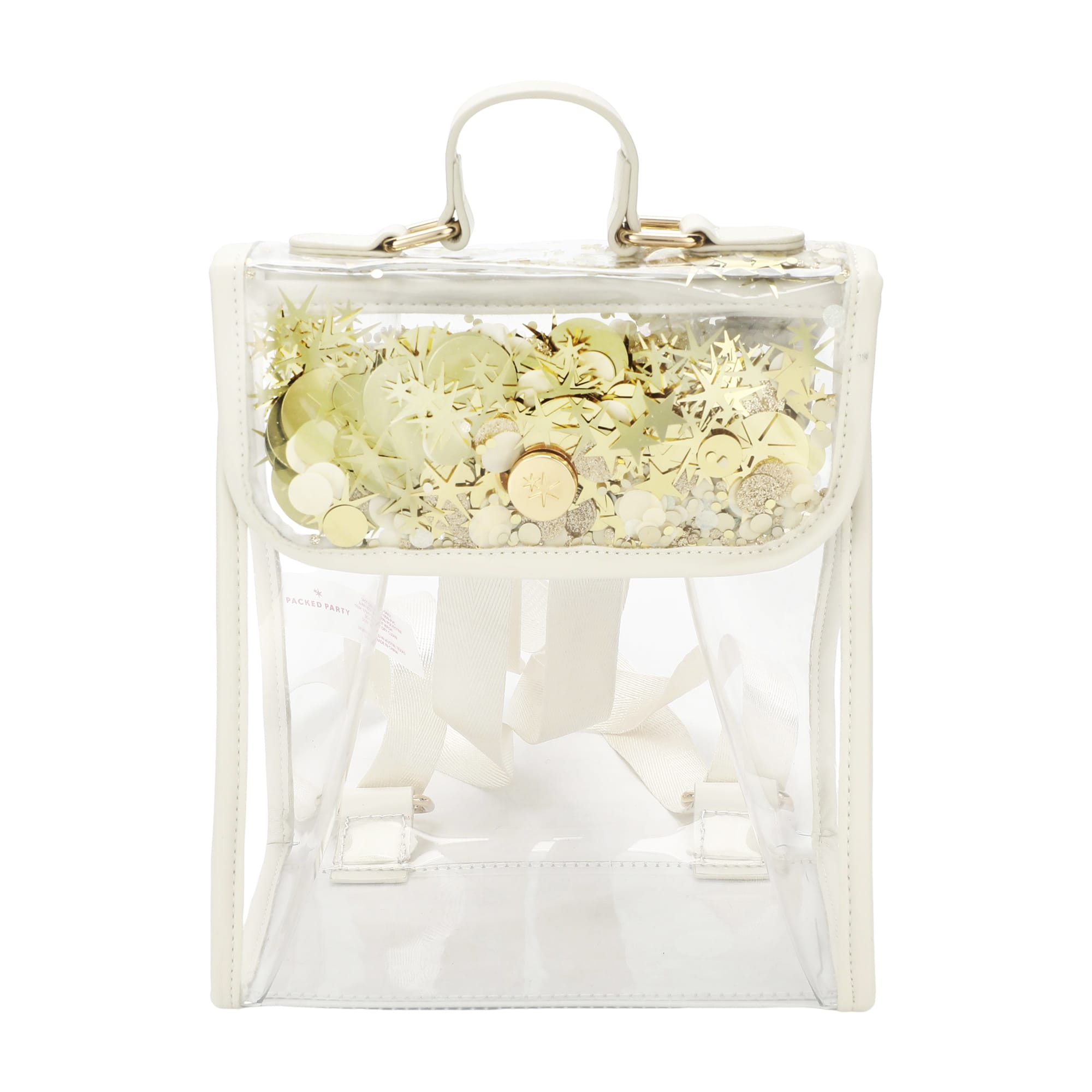 Confetti Glam Clear Mini Backpack with Gold Confetti