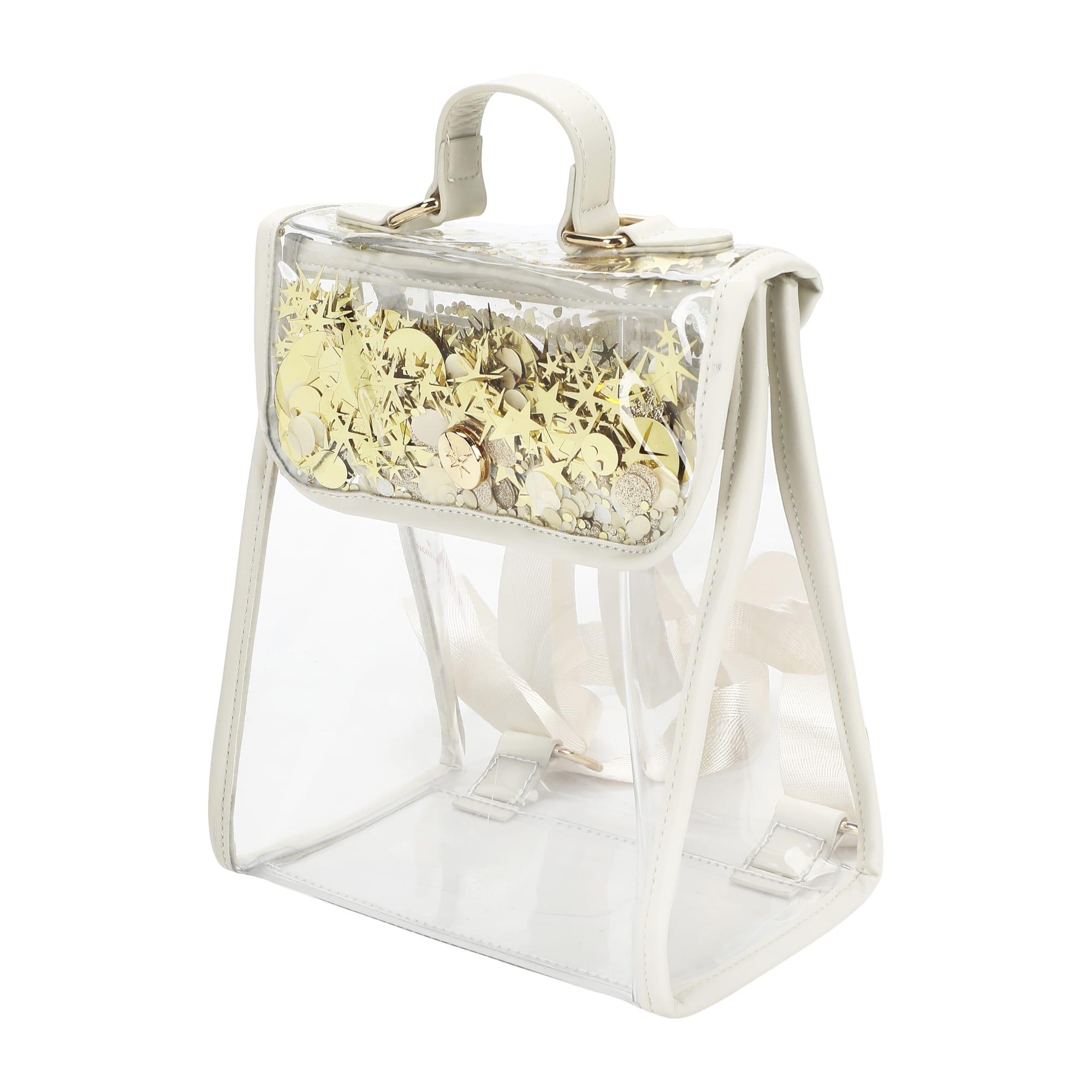 Confetti Glam Clear Mini Backpack with Gold Confetti