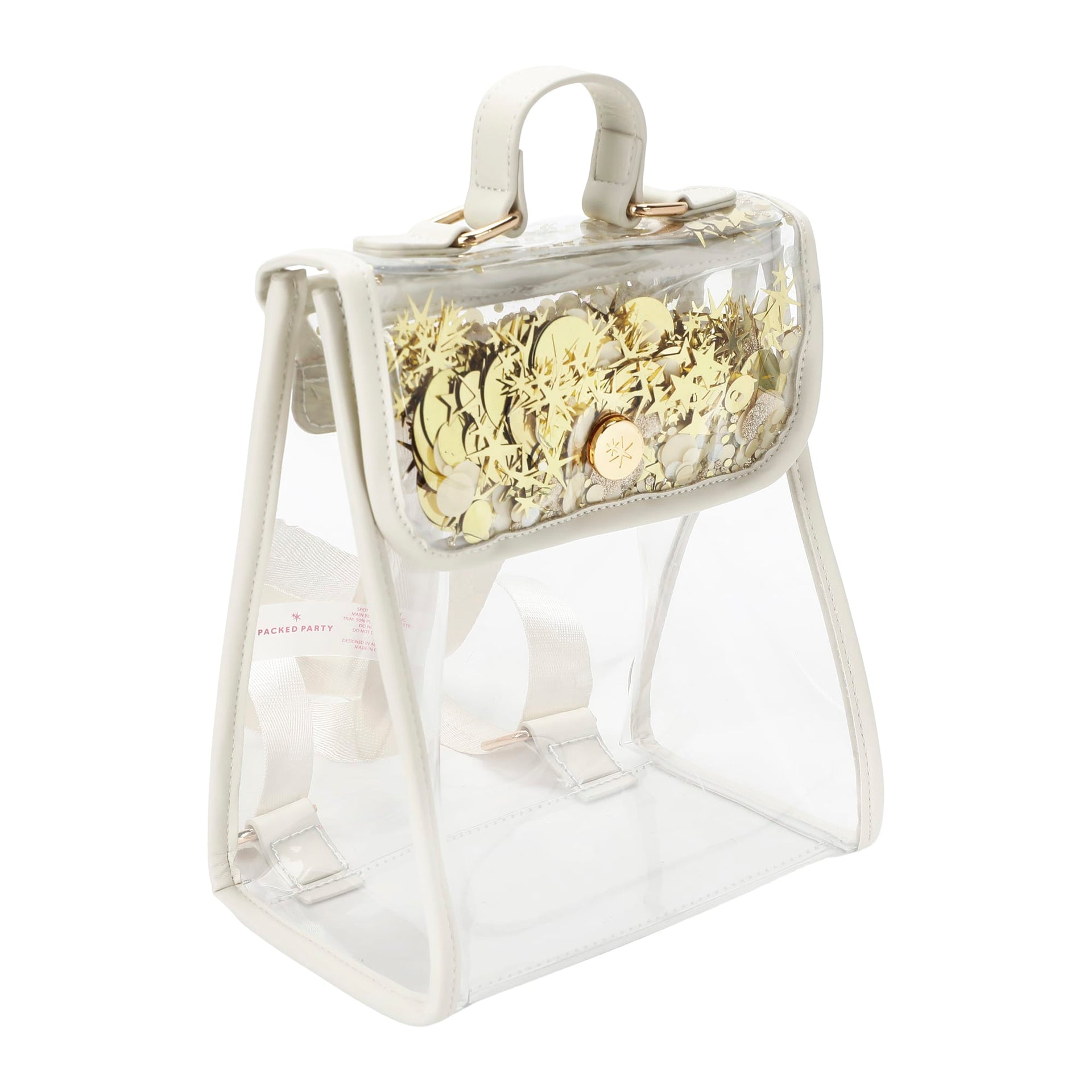 Confetti Glam Clear Mini Backpack with Gold Confetti – Packed Party