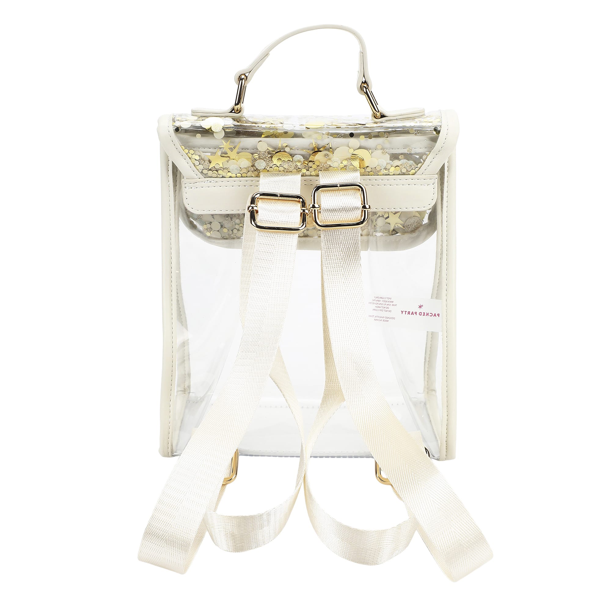 Confetti Glam Clear Mini Backpack with Gold Confetti