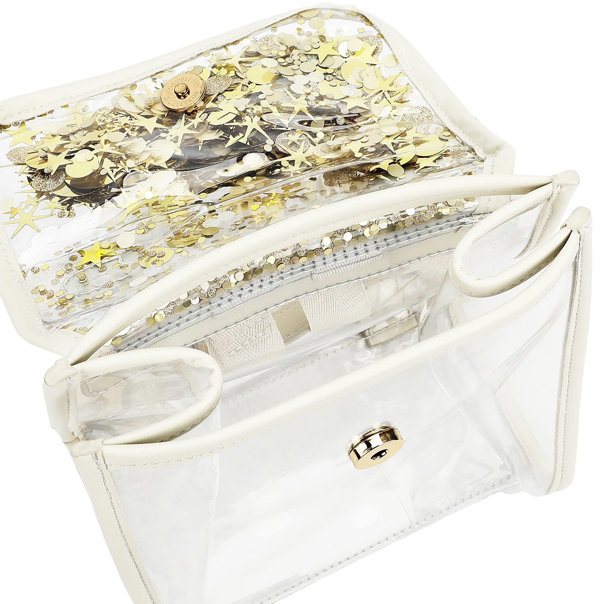 Confetti Glam Clear Mini Backpack with Gold Confetti
