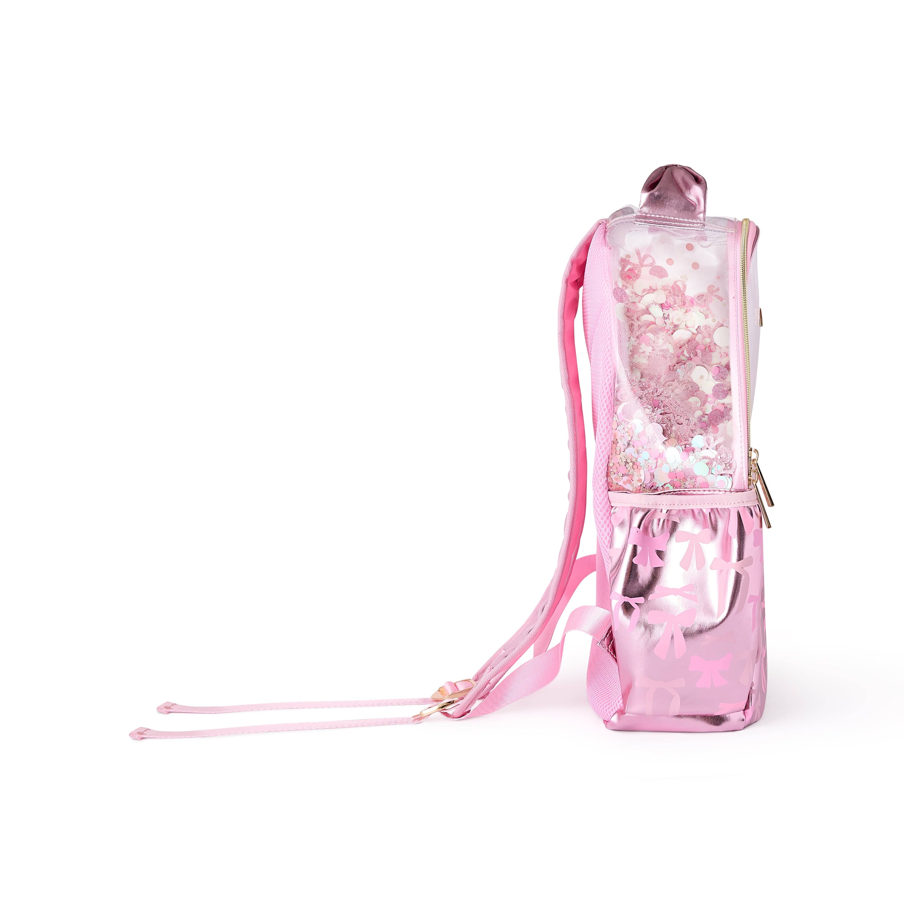 black pink leather bow large backpack purse Pink Bow Confetti Backpack – Packed Party
