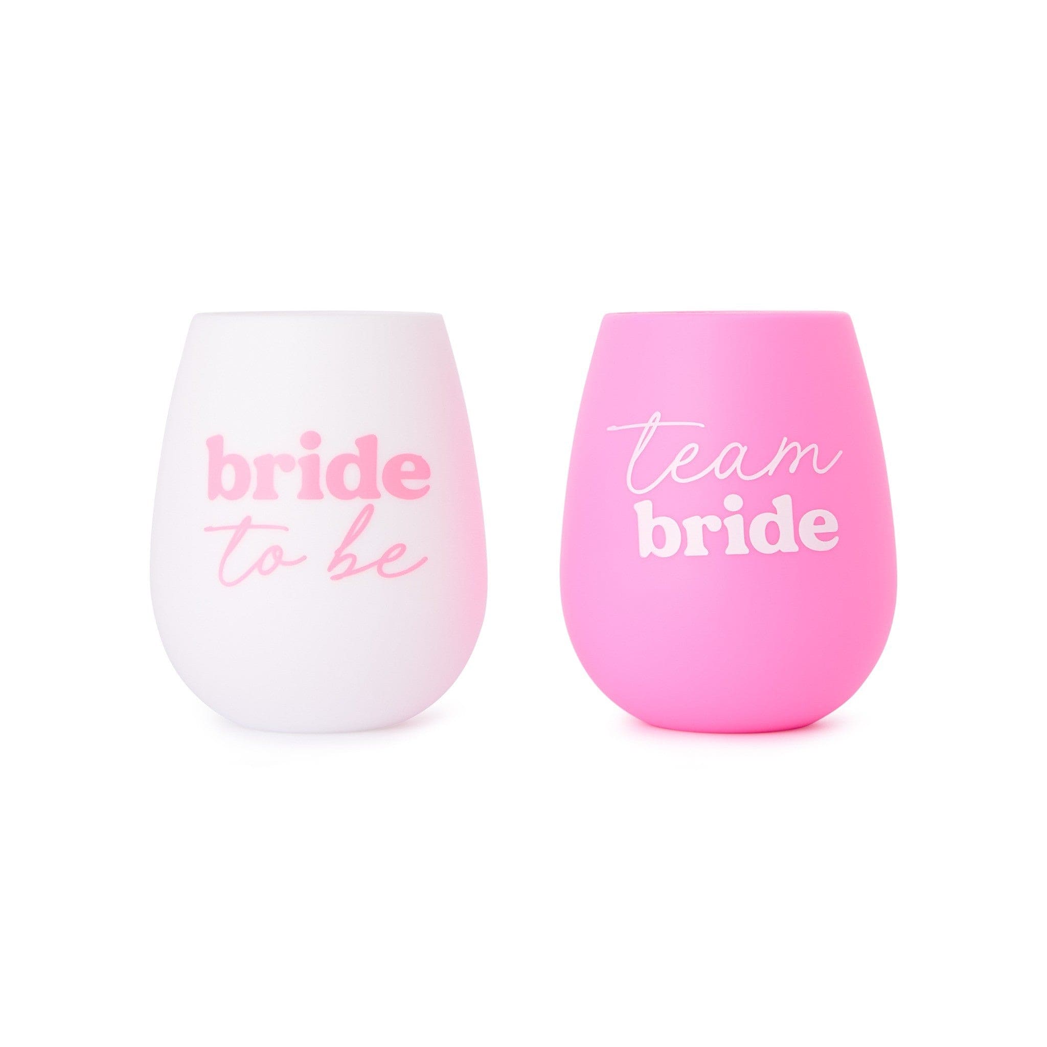 I Do Crew Bride and Team Bride Stemless Silicone Wine Glass Set (5ct)