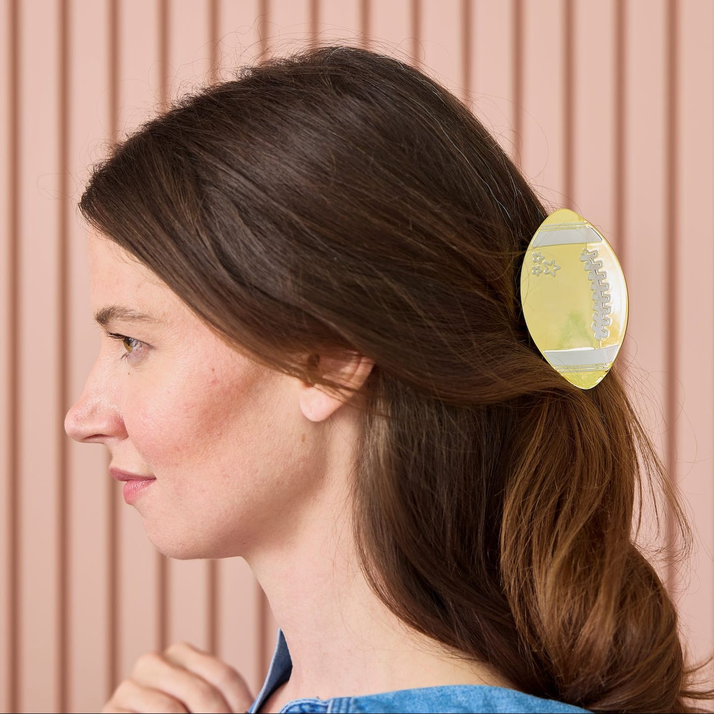 "Go for the Gold" Football Hair Claw Clip