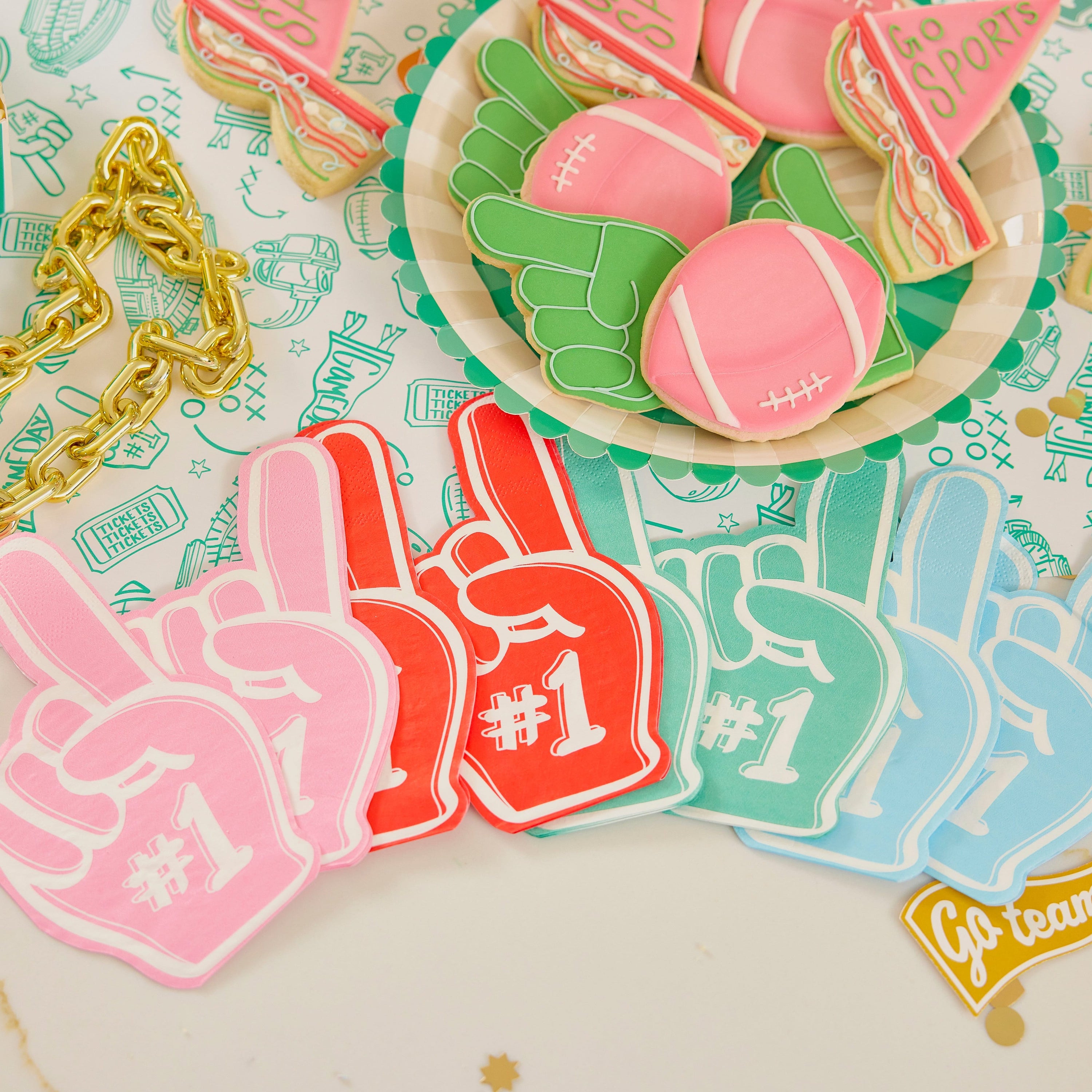 Foam Finger Multicolor Cocktail Napkins (20 Ct)