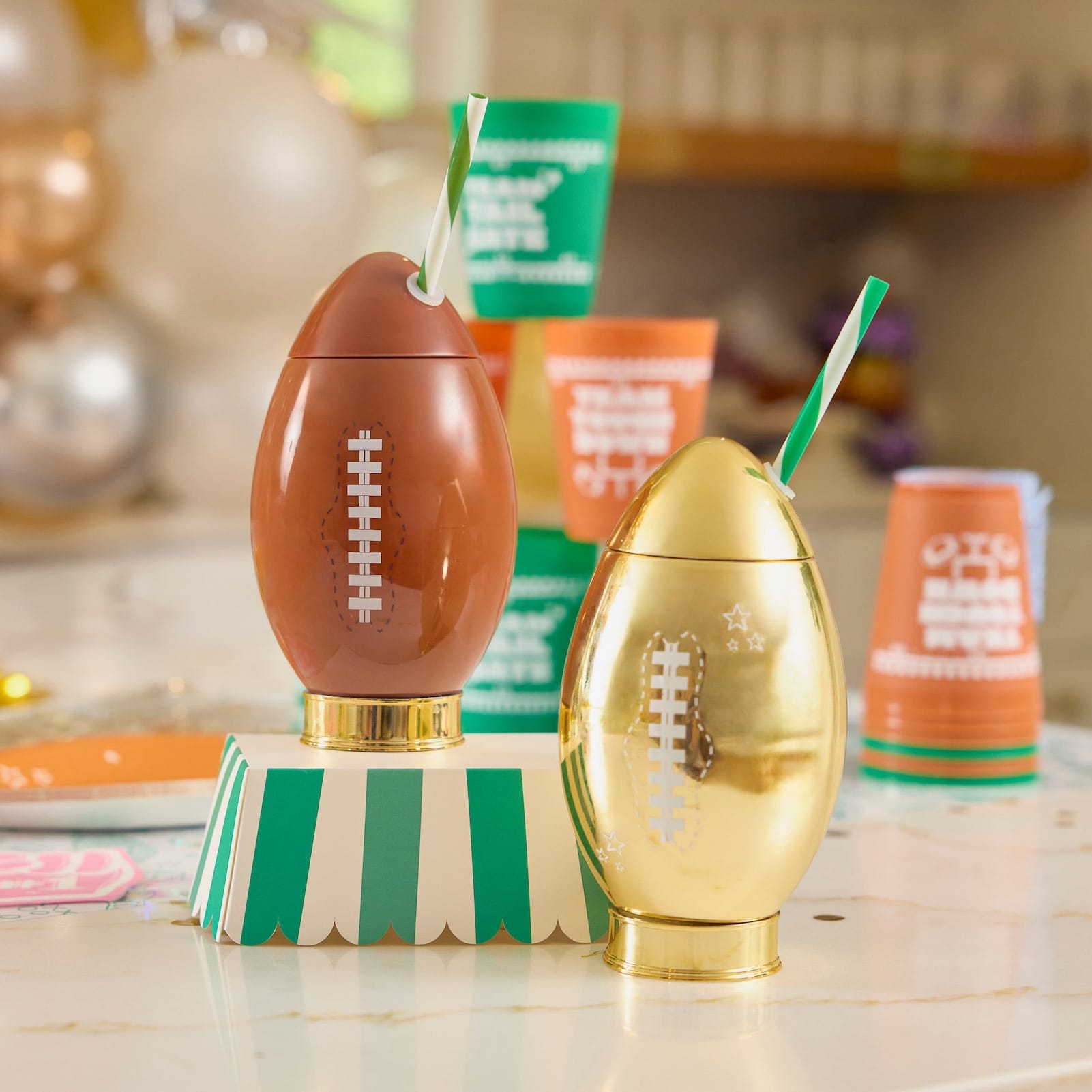 Football Novelty Sipper, 24oz (Single, 6, or 12)