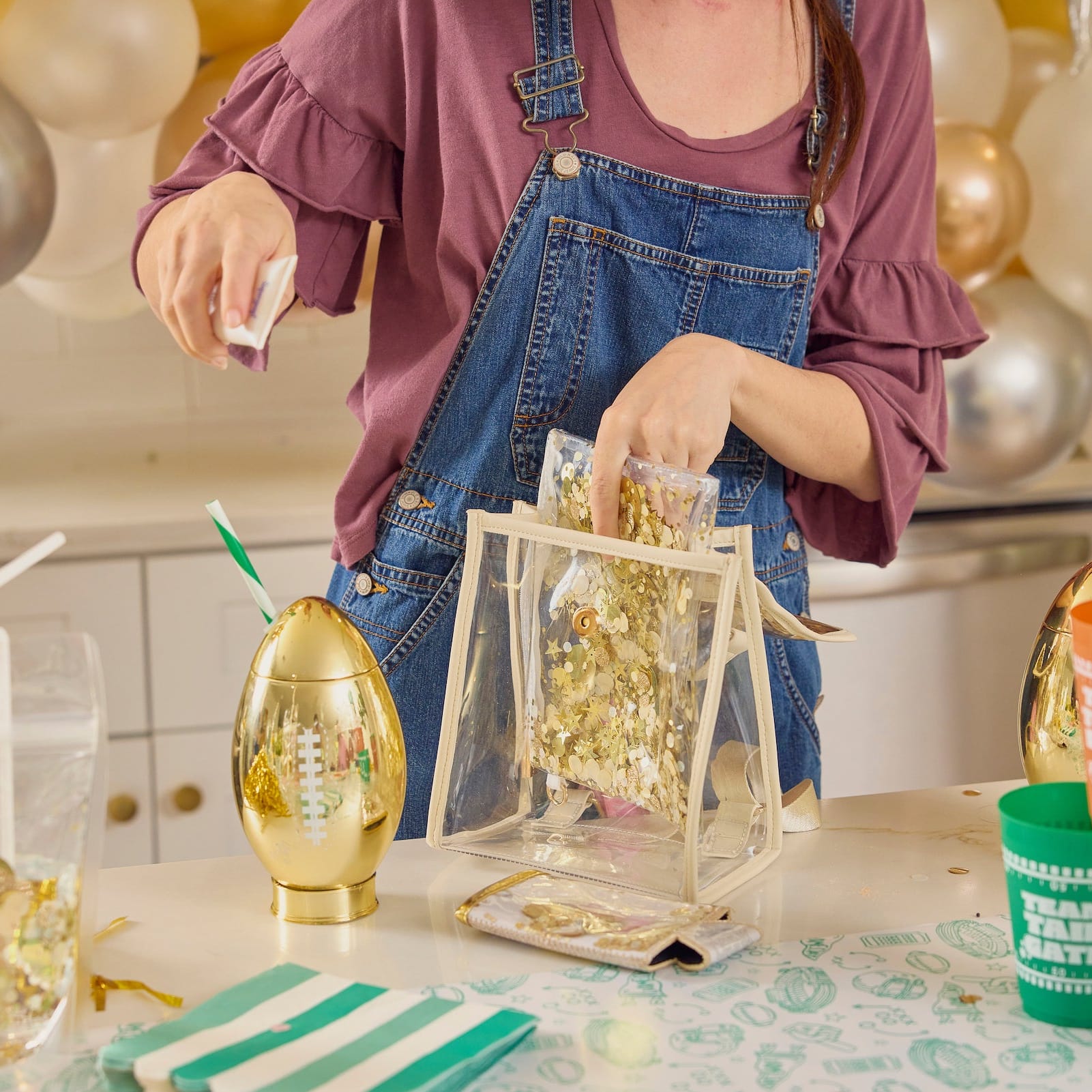 Confetti Glam Clear Mini Backpack with Gold Confetti