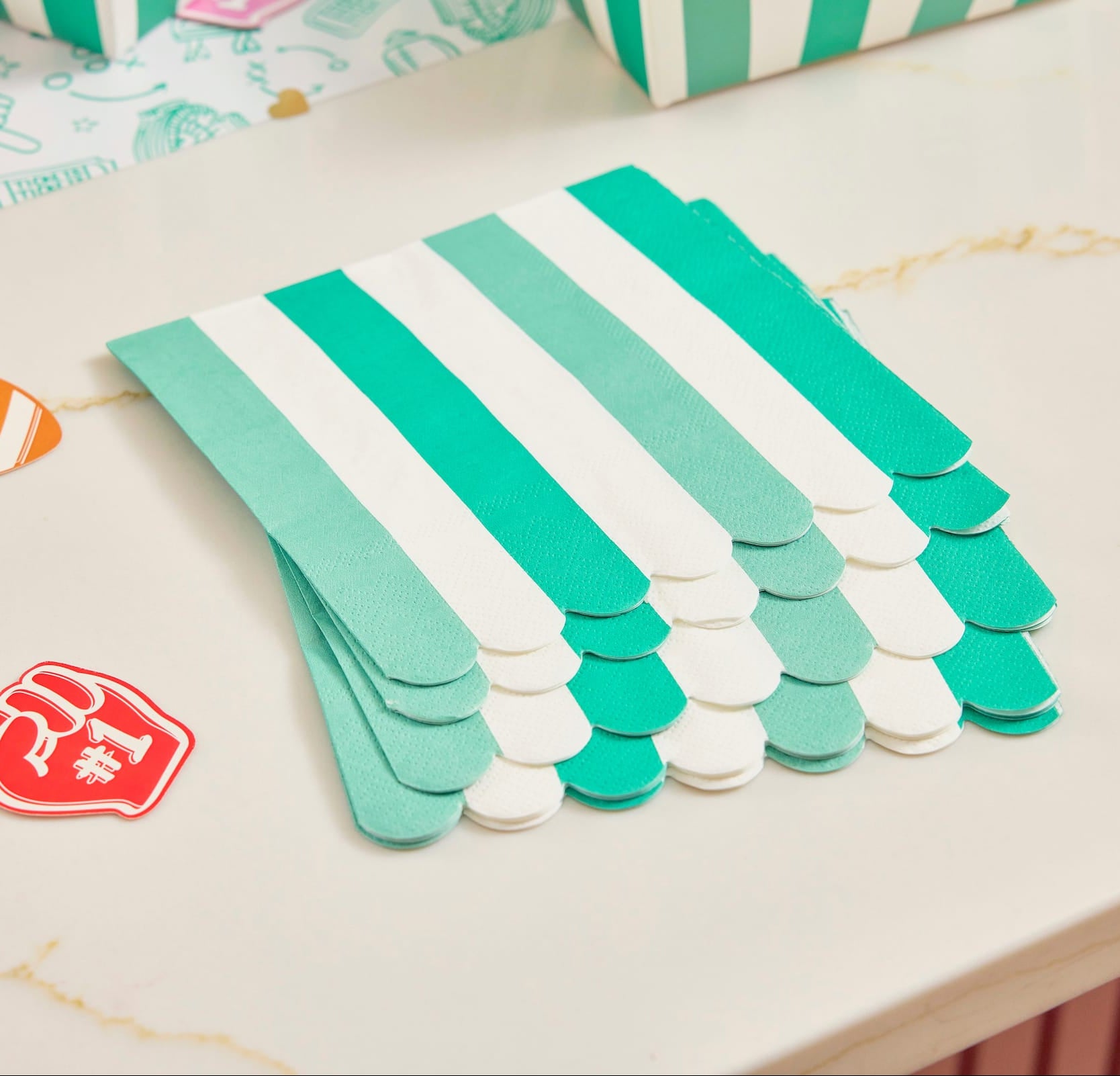 Game Day Green & White Stripe Lunch Napkins (20 Ct)