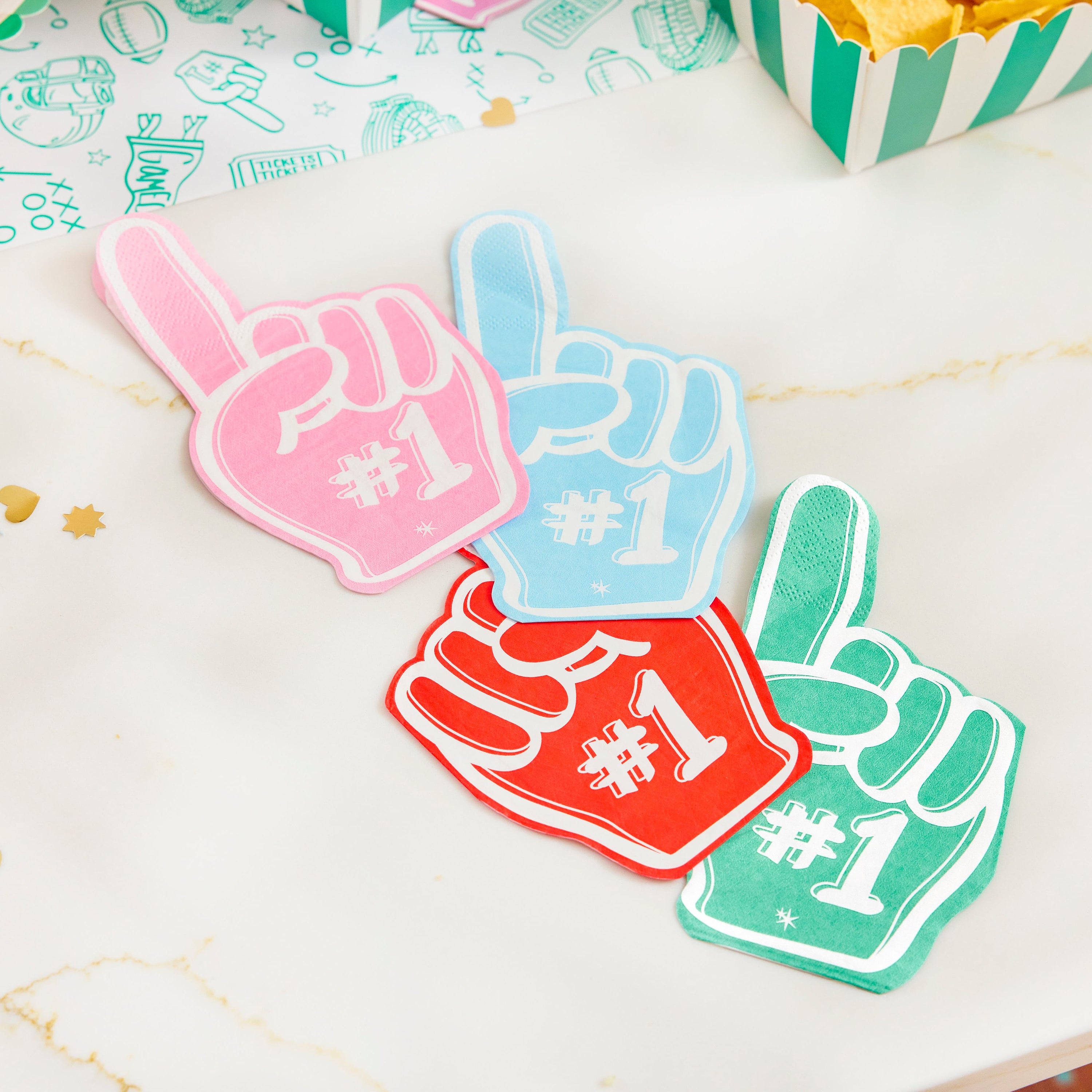 Foam Finger Multicolor Cocktail Napkins (20 Ct)
