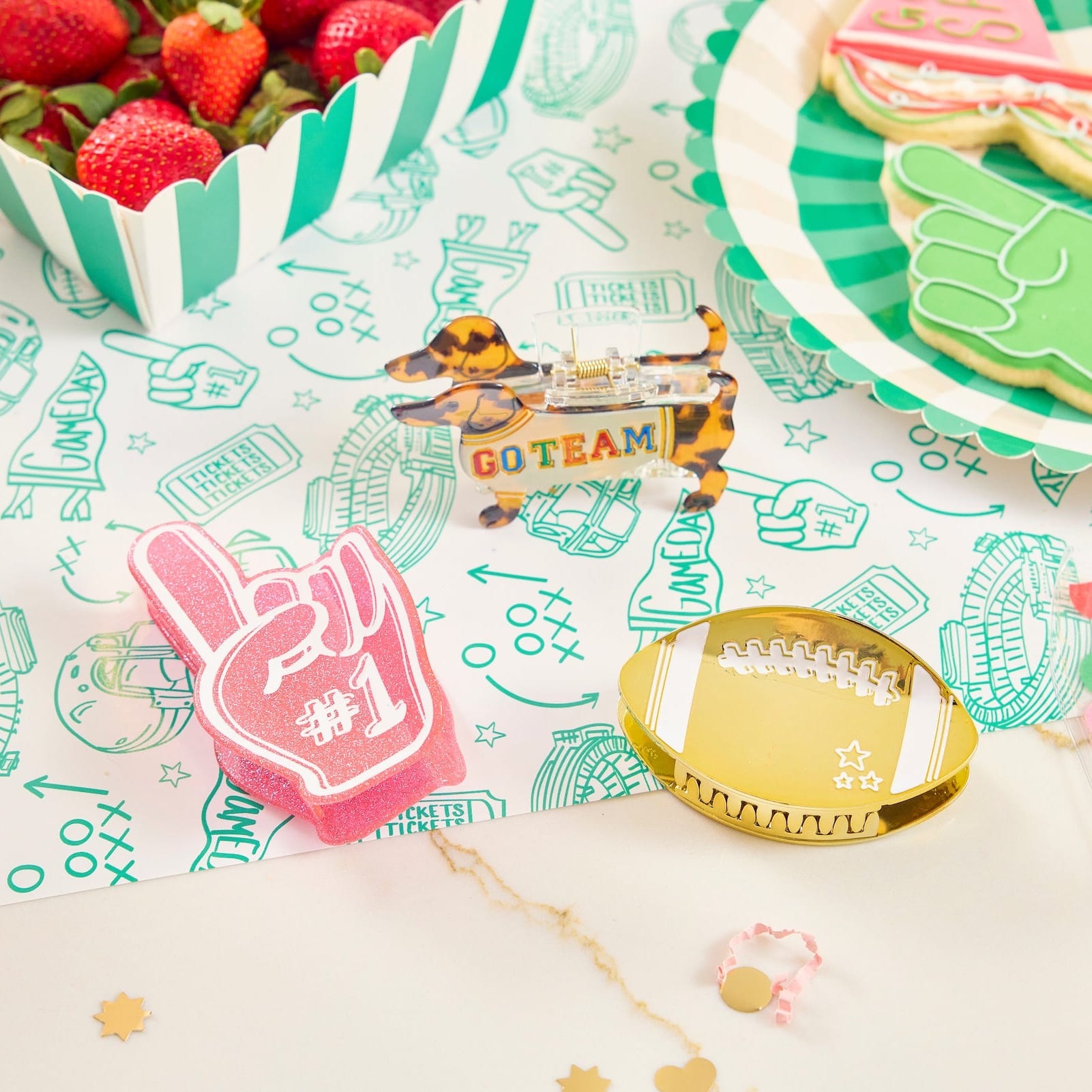 Pink Foam Finger Glitter Hair Claw Clip