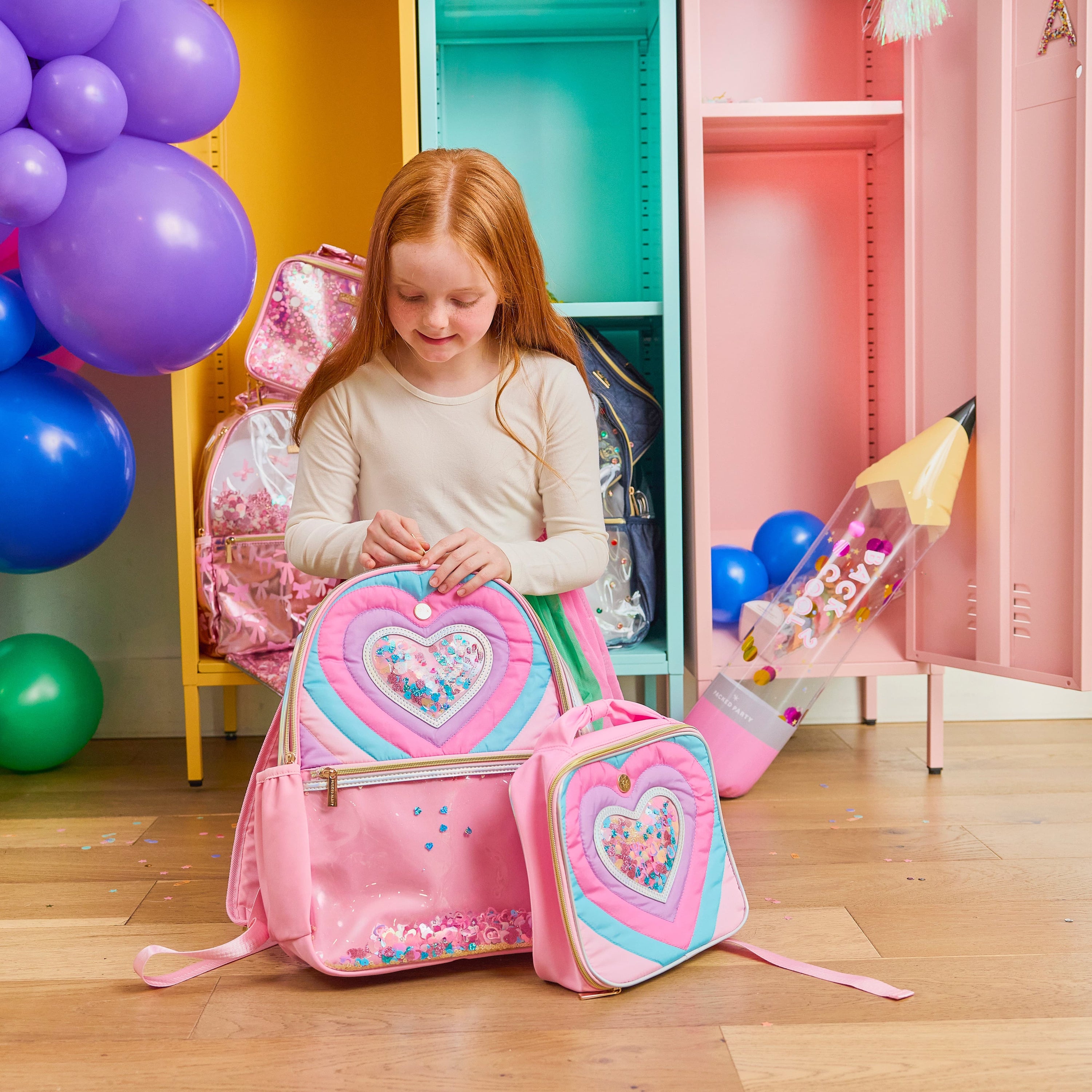 Quilted Confetti Heart Backpack