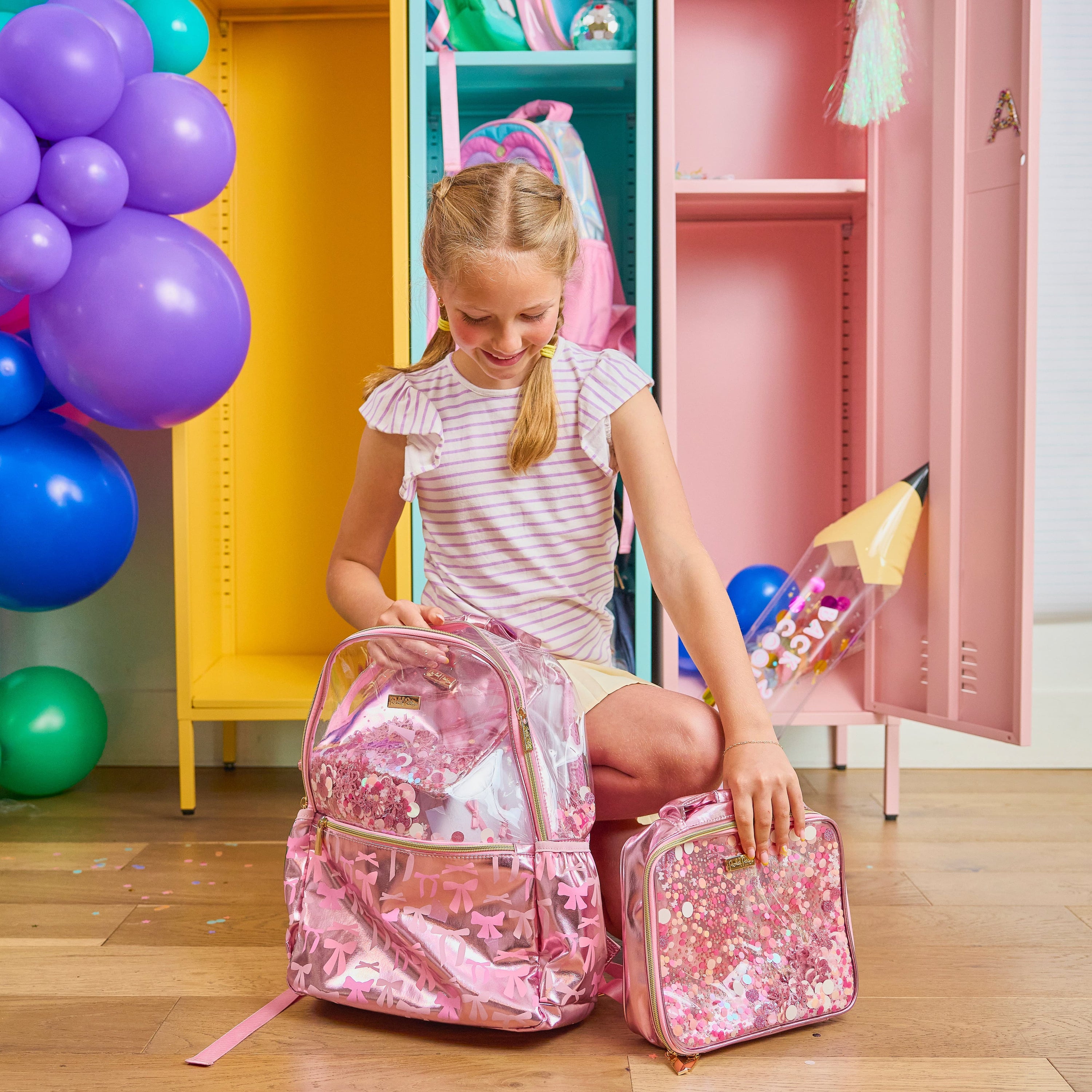 Pink Bow Confetti Backpack