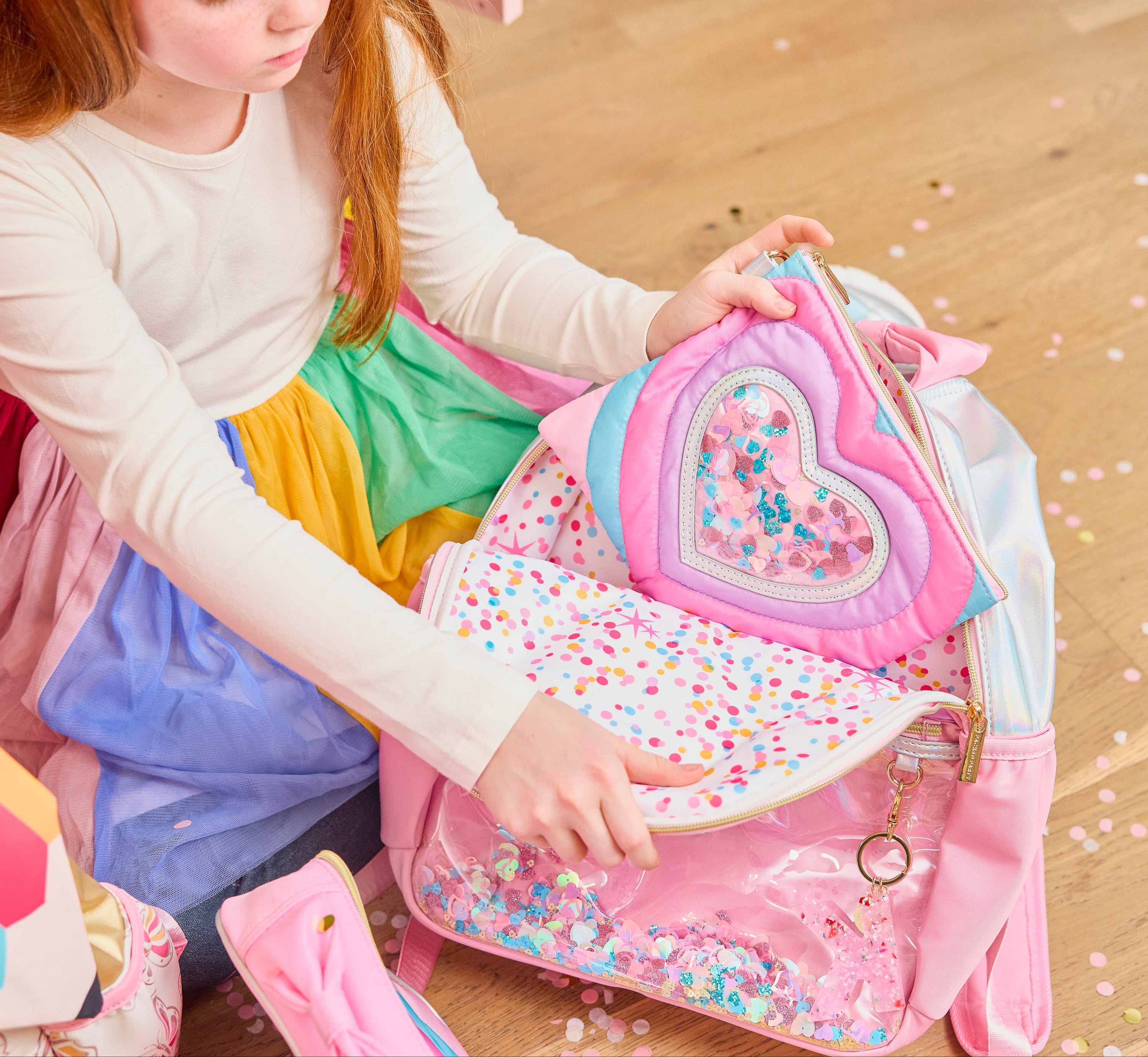 Quilted Confetti Heart Backpack