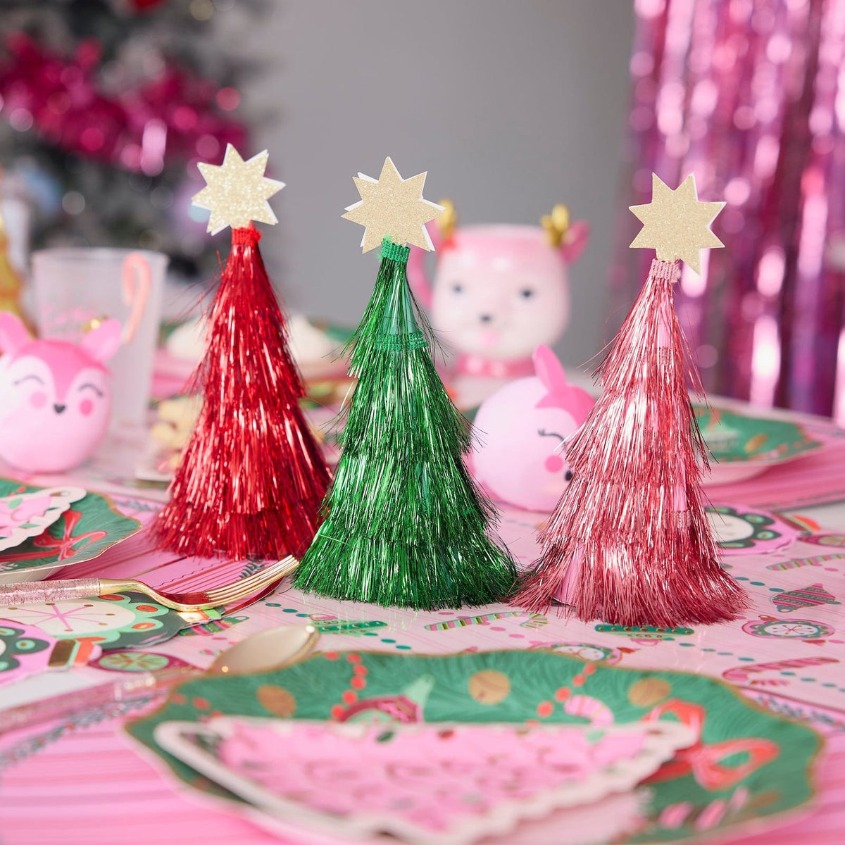 Tinsel Christmas Tree Confetti Crackers (6 ct)