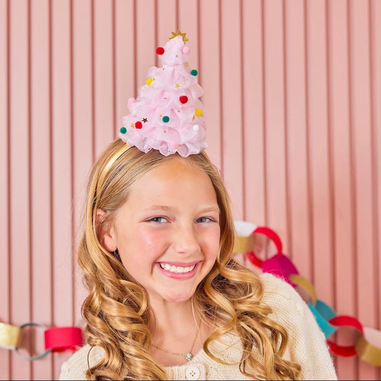 Pink Tulle Christmas Tree Novelty Headband