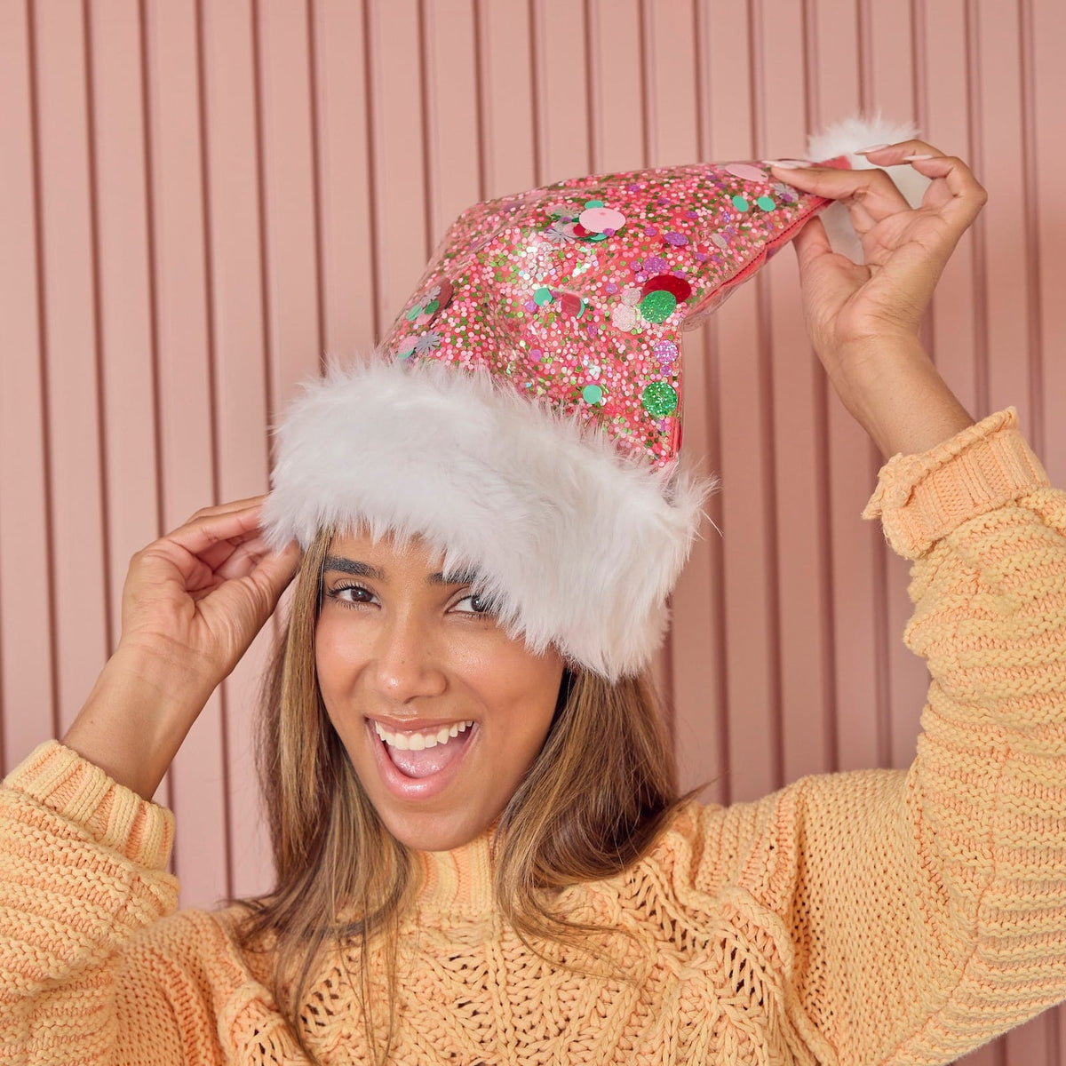 Trapped Confetti Holiday Santa Hat